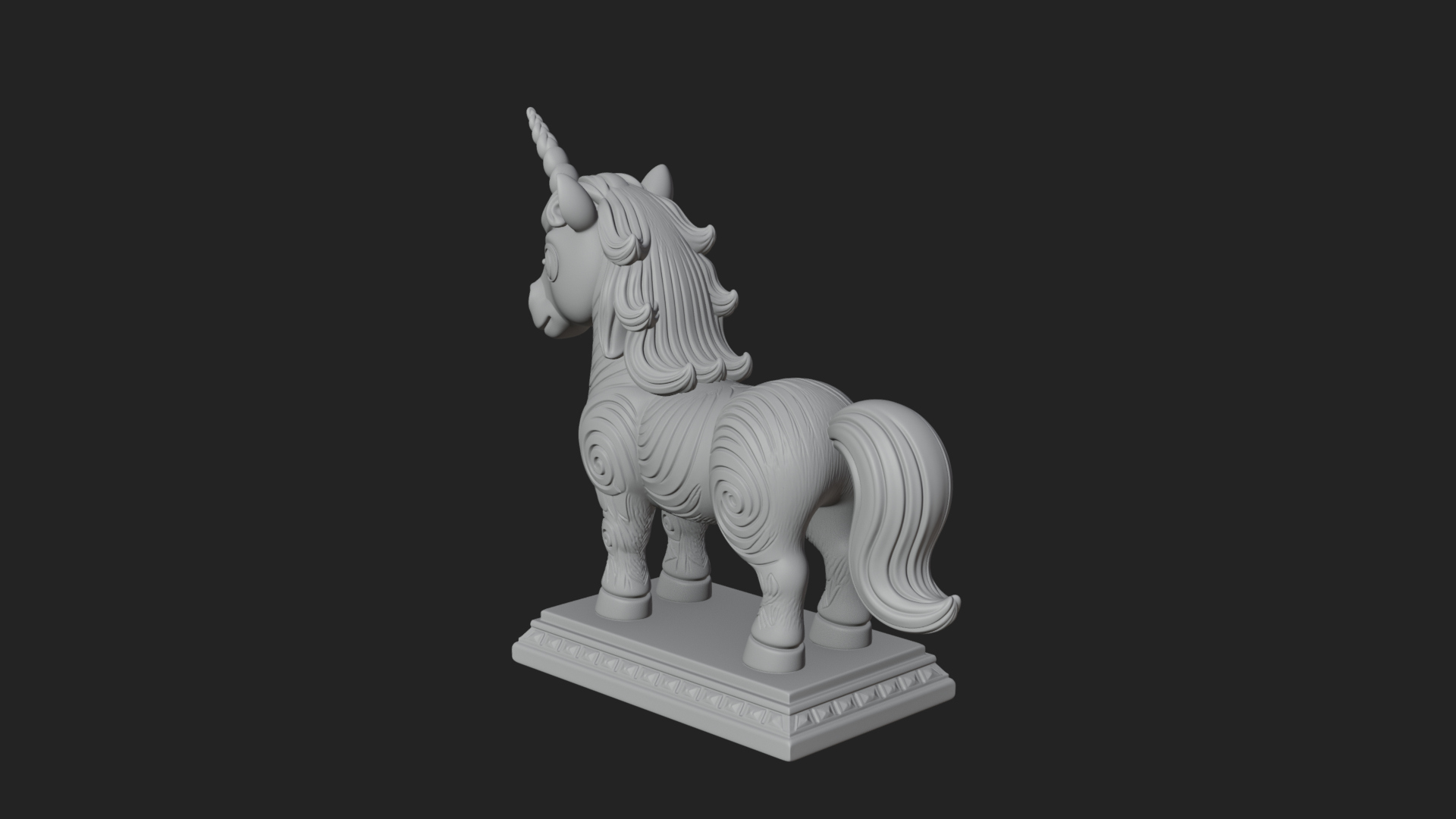 Cute Cartoon Unicorn Statue Design 1 3D Print Model 3D Model