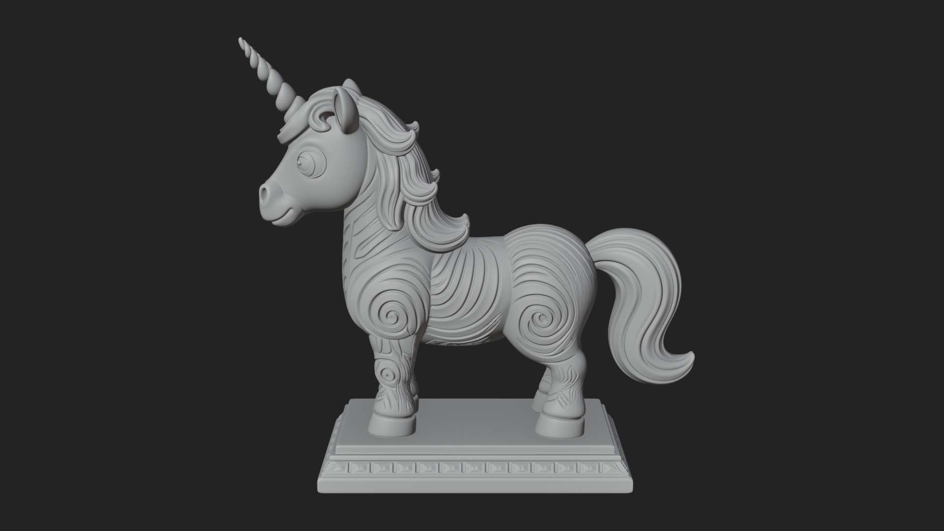 Cute Cartoon Unicorn Statue Design 1 3D Print Model 3D Model