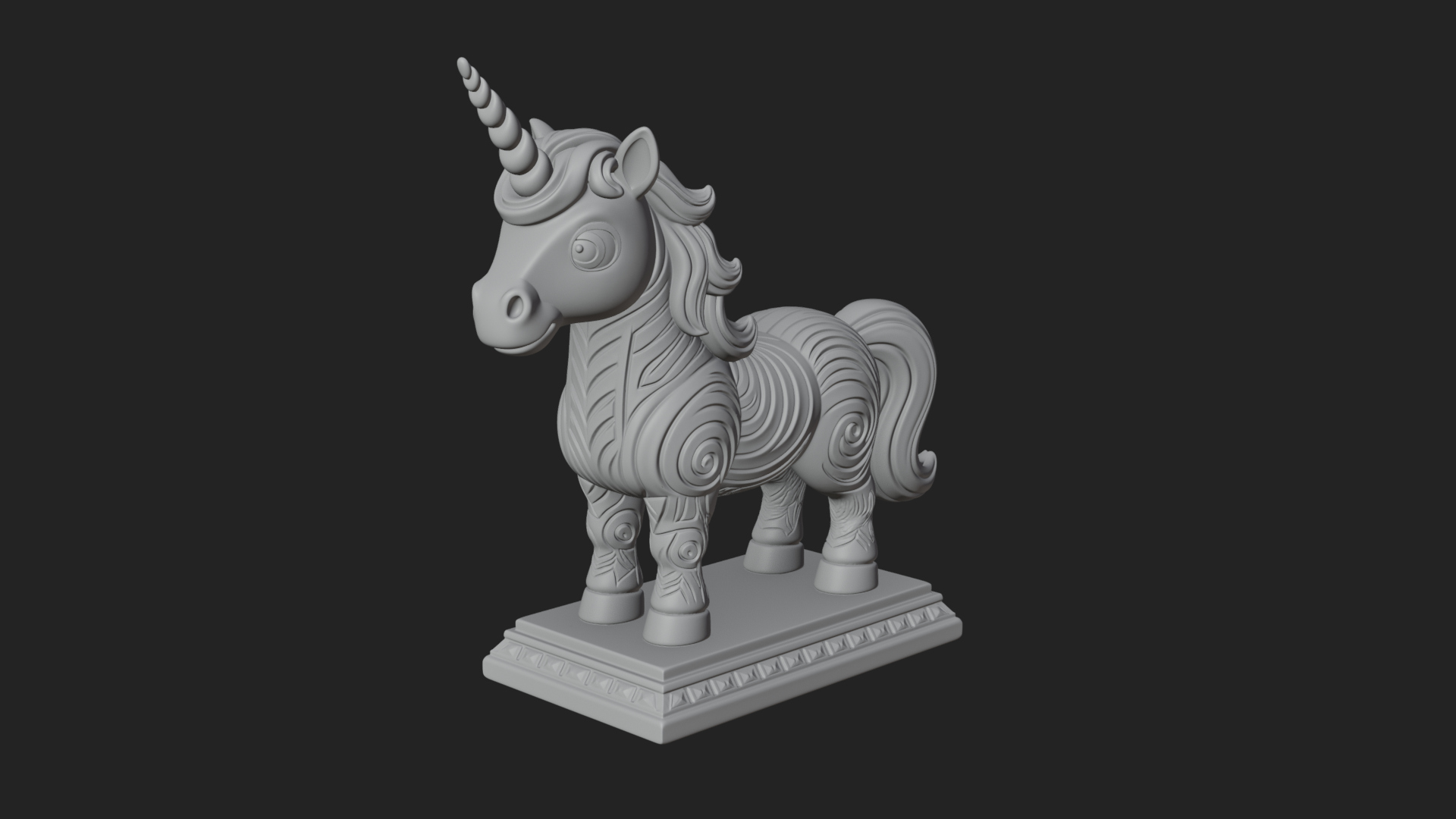 Cute Cartoon Unicorn Statue Design 1 3D Print Model 3D Model
