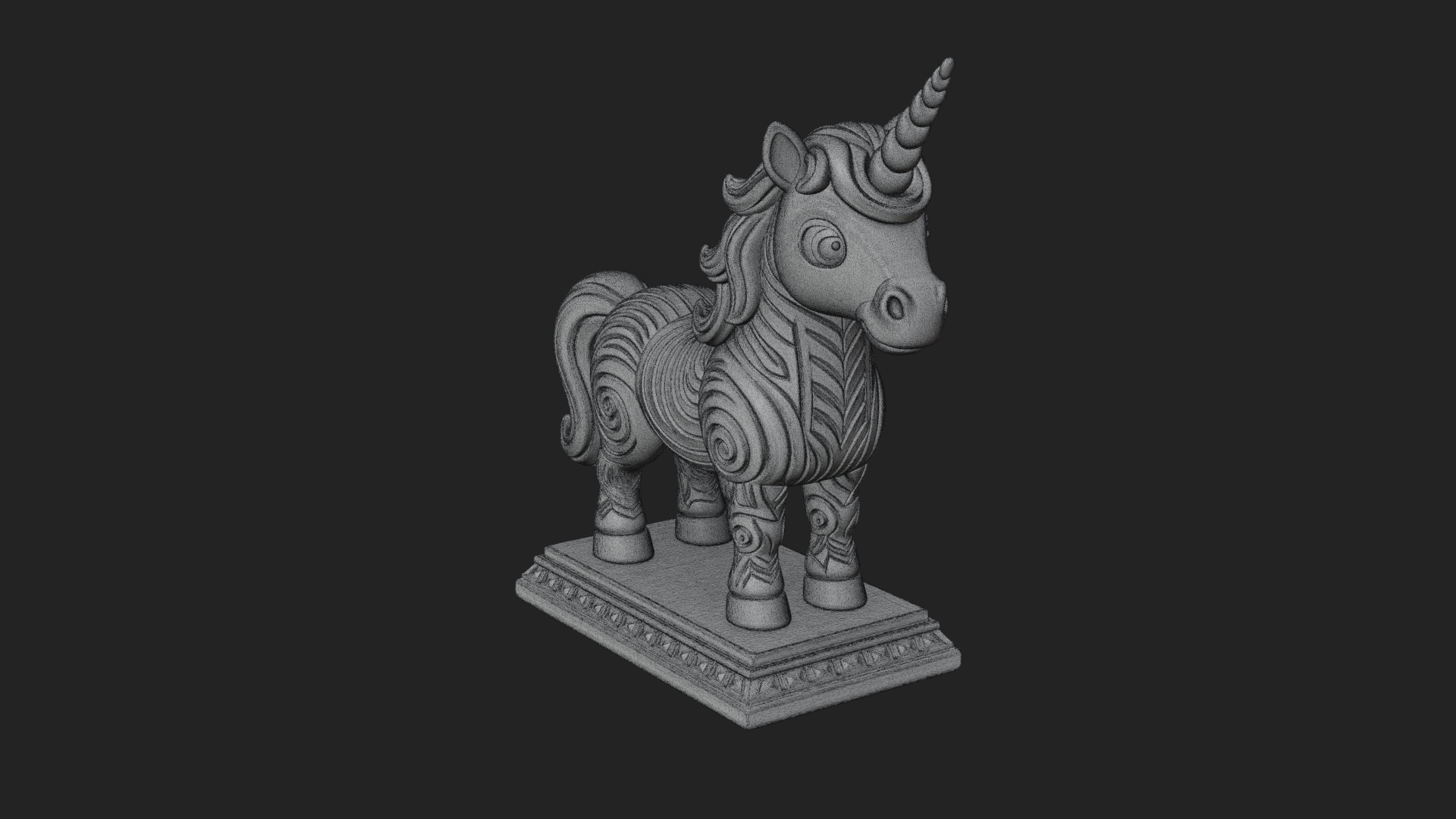 Cute Cartoon Unicorn Statue Design 1 3D Print Model 3D Model