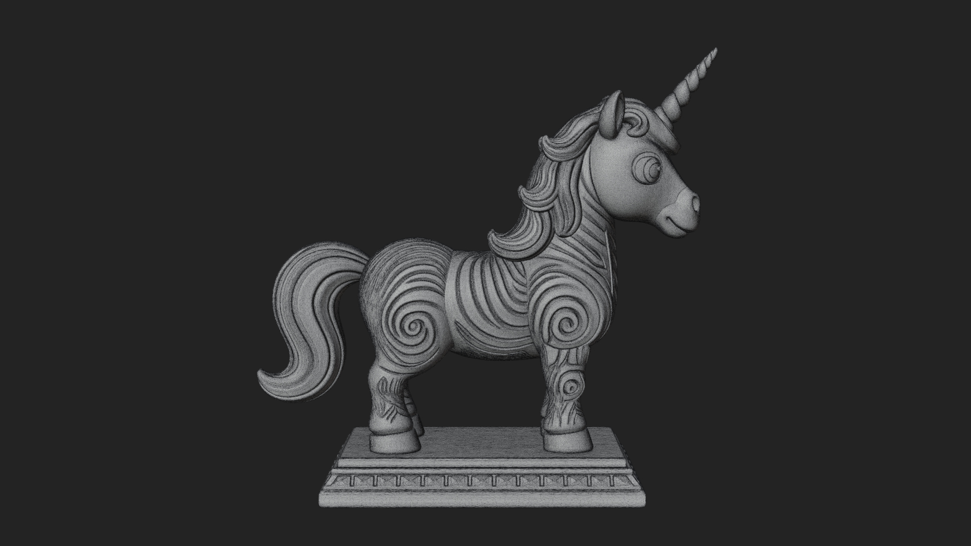 Cute Cartoon Unicorn Statue Design 1 3D Print Model 3D Model