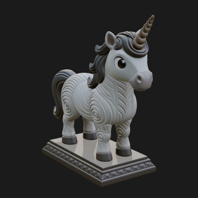 Cute Cartoon Unicorn Statue Design 1 3D Print Model