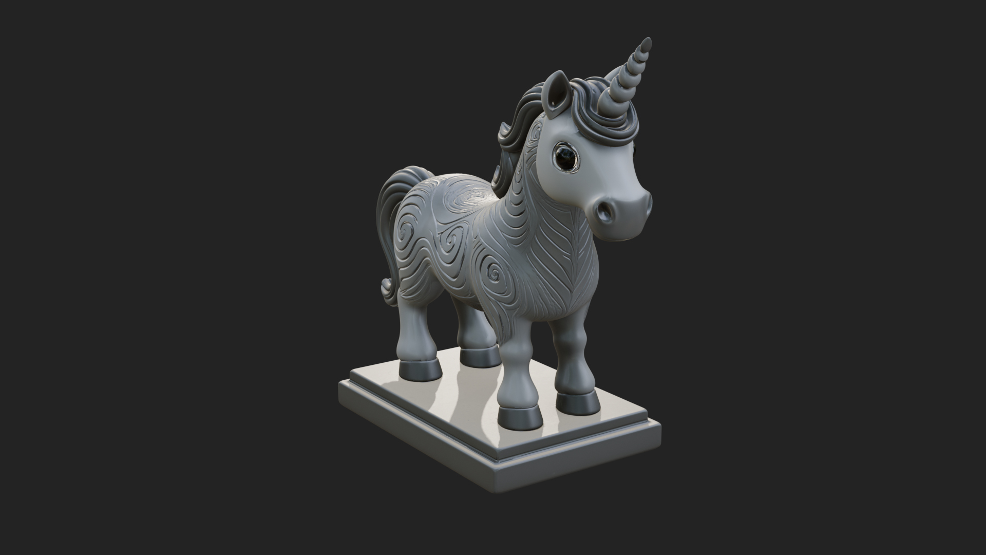 Cute Cartoon Unicorn Statue Design 2 3D Print Model 3D Model