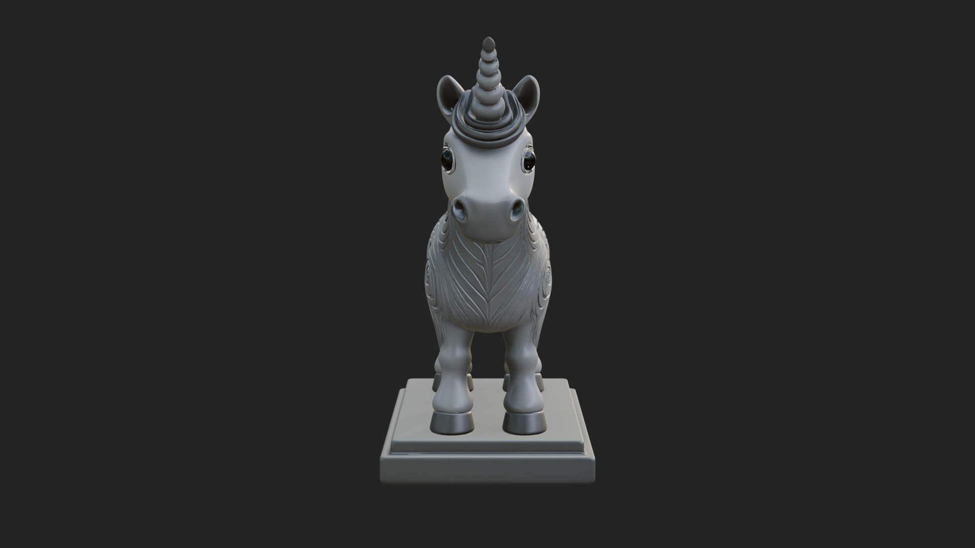 Cute Cartoon Unicorn Statue Design 2 3D Print Model 3D Model