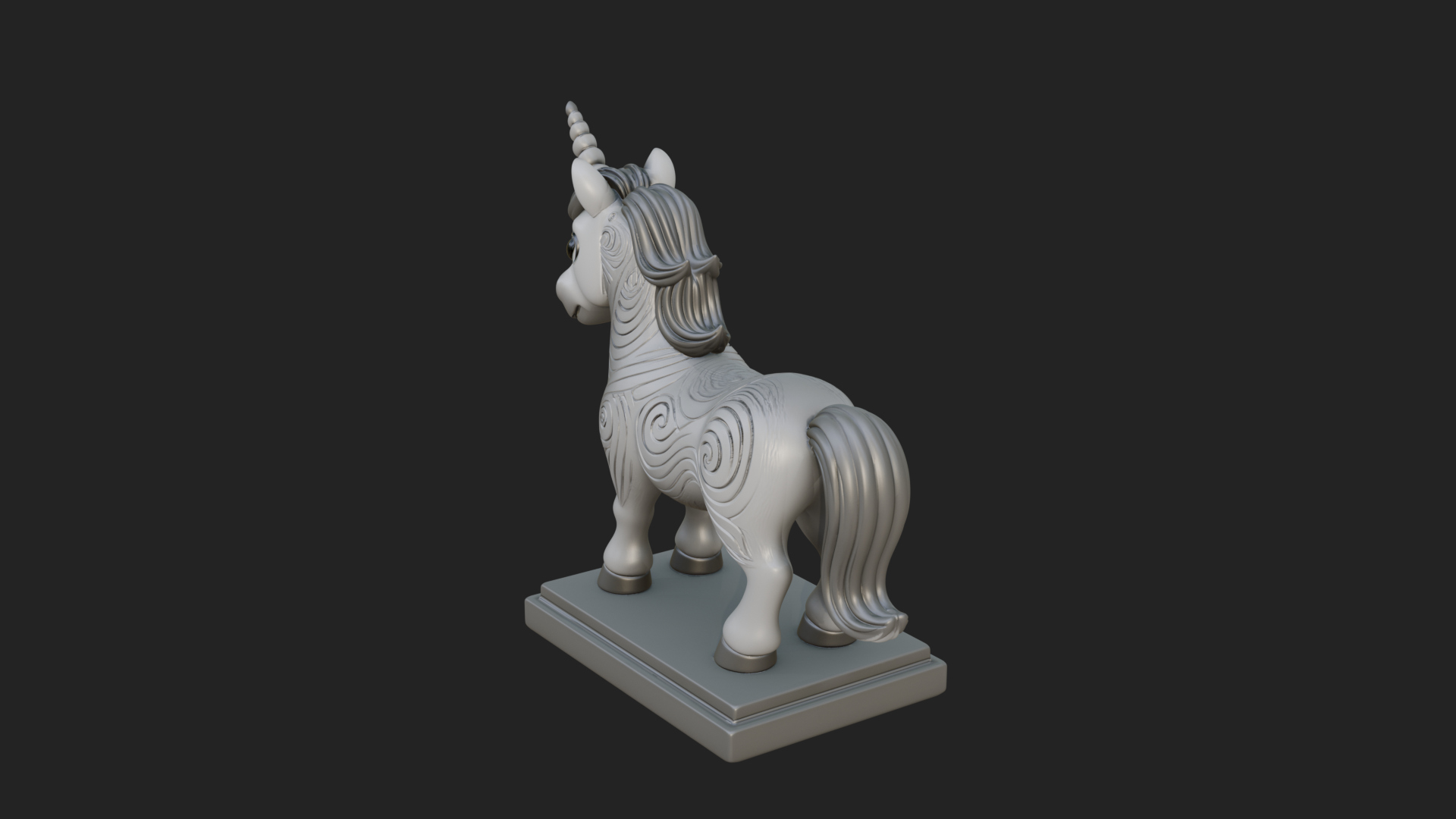 Cute Cartoon Unicorn Statue Design 2 3D Print Model 3D Model