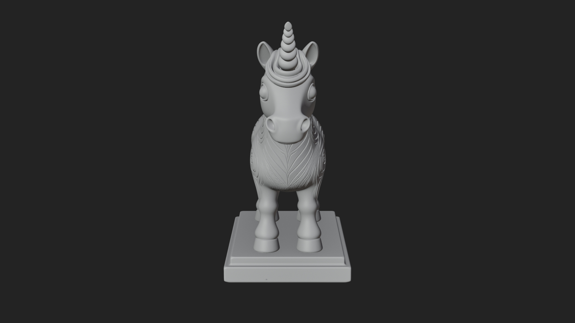 Cute Cartoon Unicorn Statue Design 2 3D Print Model 3D Model