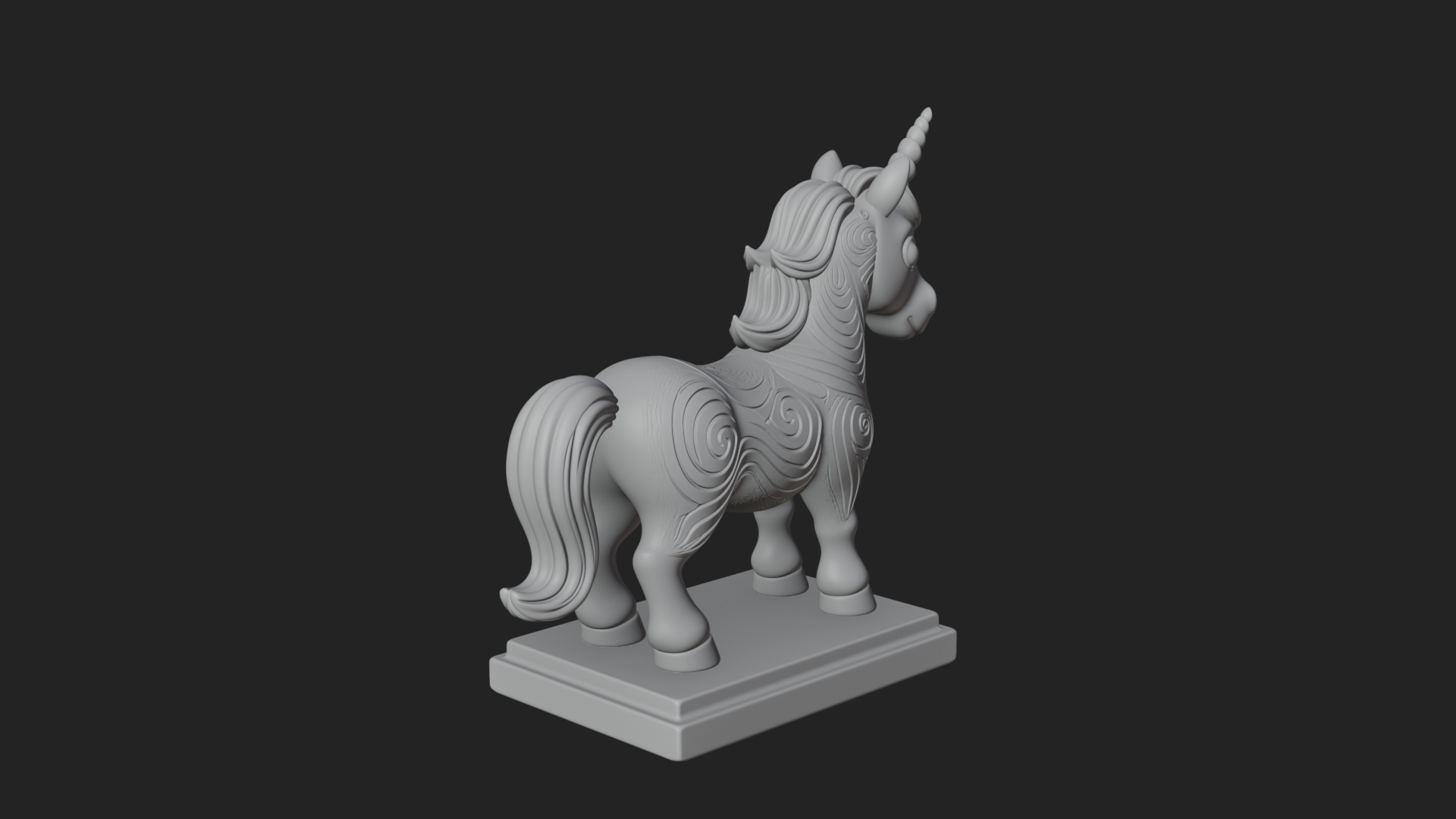 Cute Cartoon Unicorn Statue Design 2 3D Print Model 3D Model