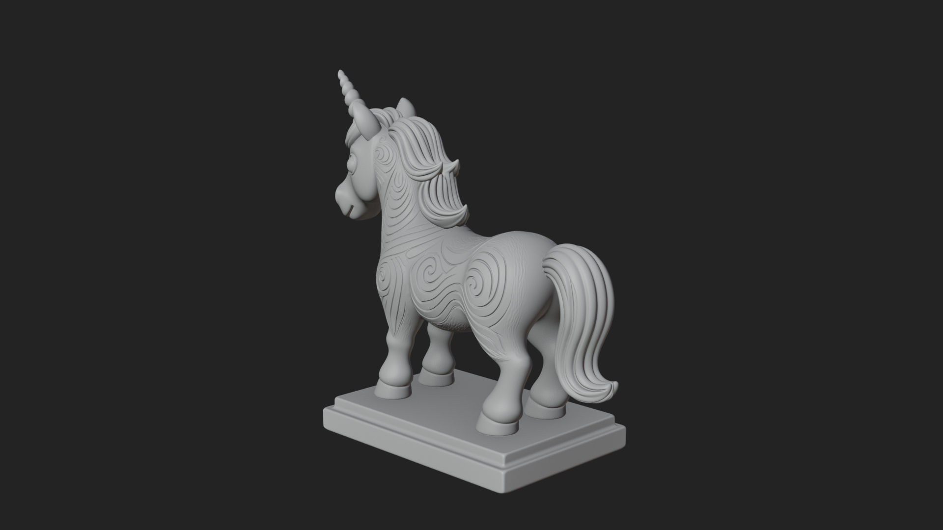 Cute Cartoon Unicorn Statue Design 2 3D Print Model 3D Model