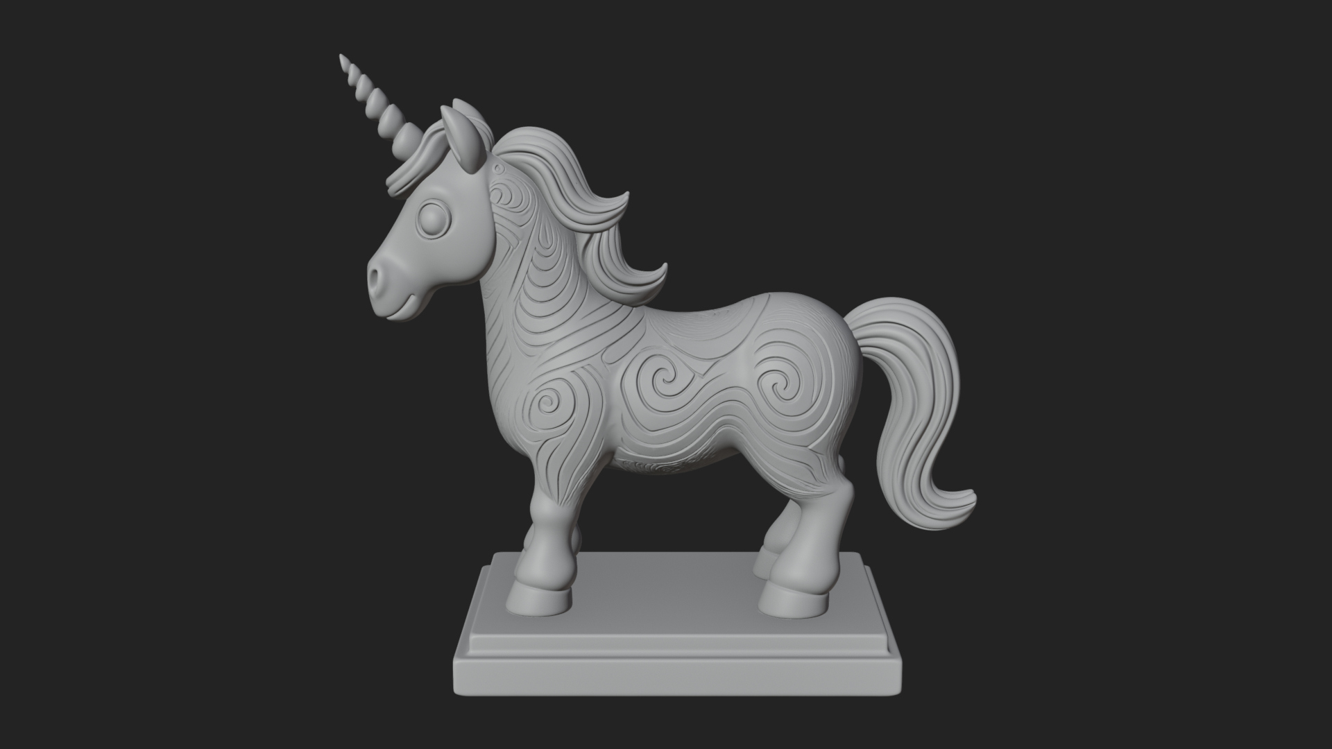 Cute Cartoon Unicorn Statue Design 2 3D Print Model 3D Model