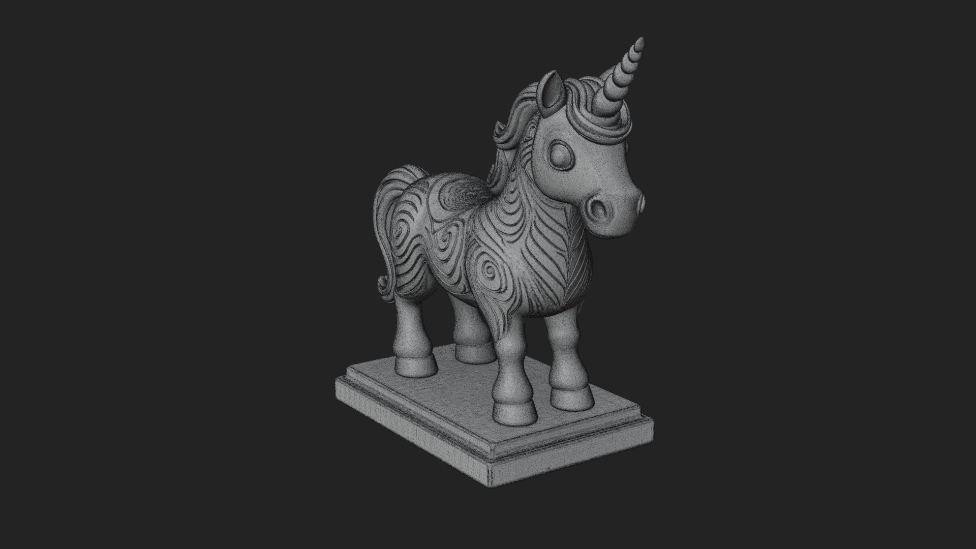 Cute Cartoon Unicorn Statue Design 2 3D Print Model 3D Model