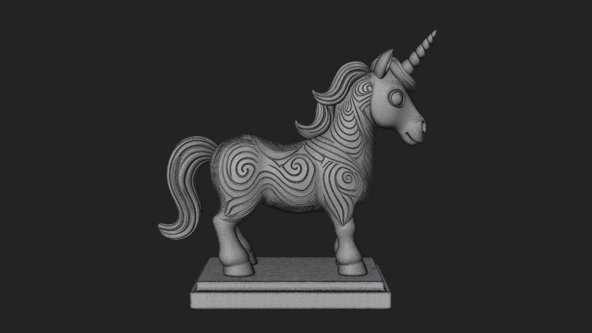 Cute Cartoon Unicorn Statue Design 2 3D Print Model 3D Model
