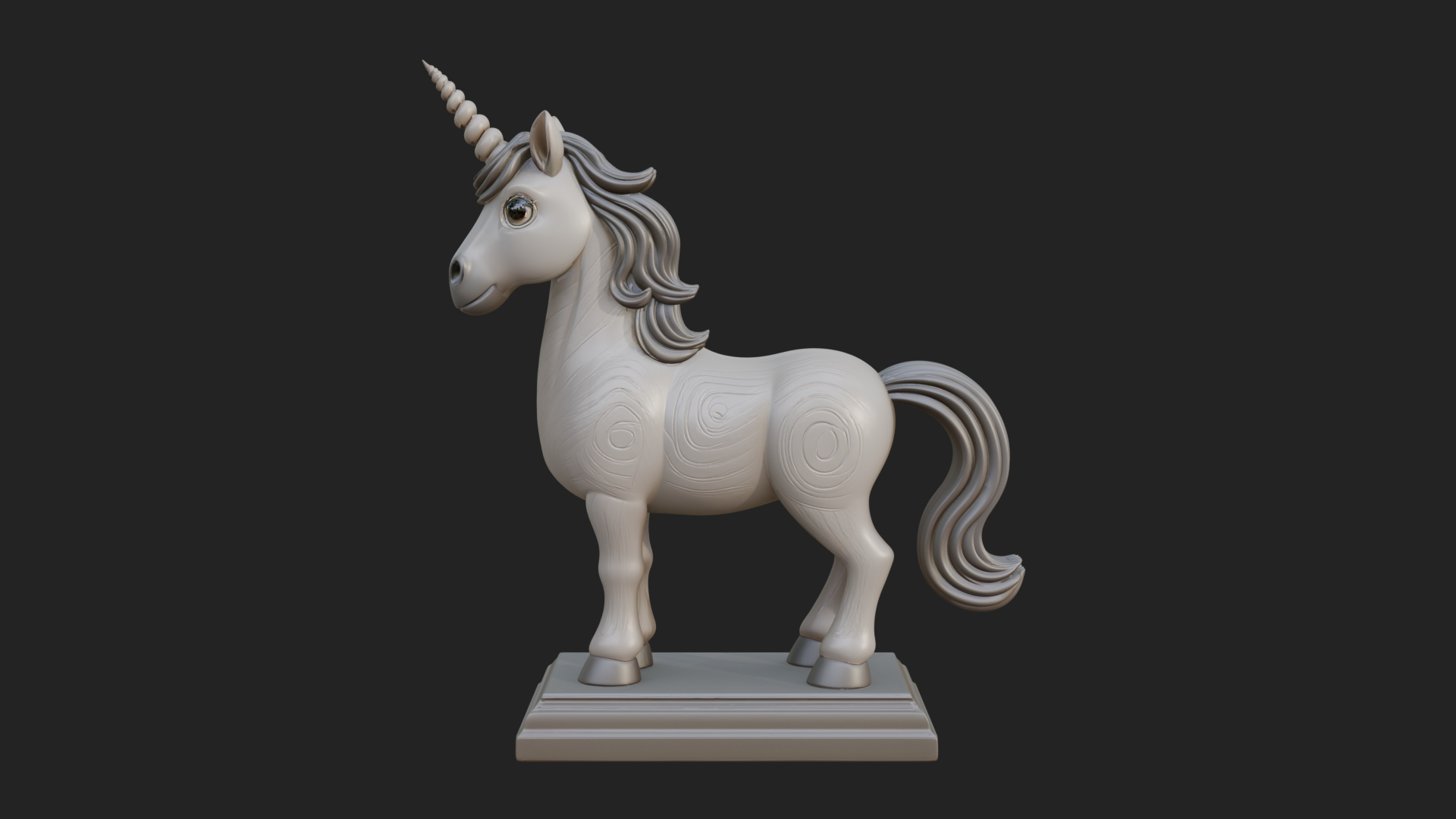 Cute Cartoon Unicorn Statue Design 3 3D Print Model 3D Model