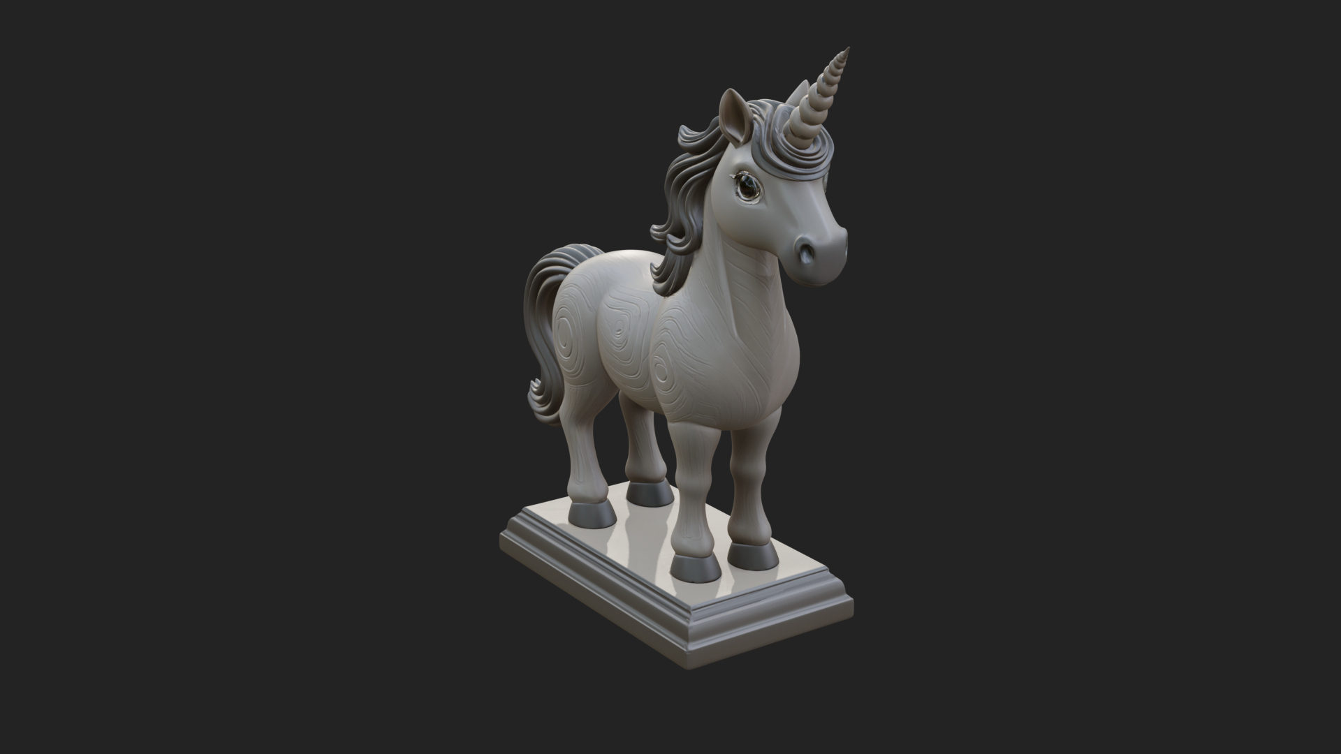 Cute Cartoon Unicorn Statue Design 3 3D Print Model 3D Model