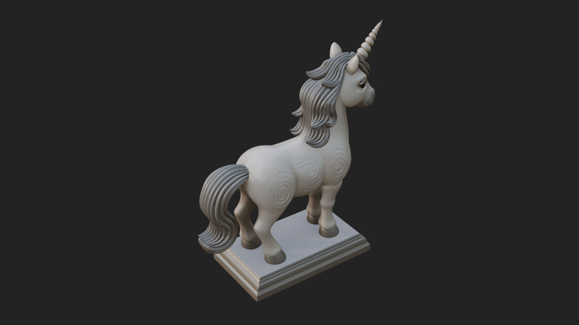 Cute Cartoon Unicorn Statue Design 3 3D Print Model 3D Model