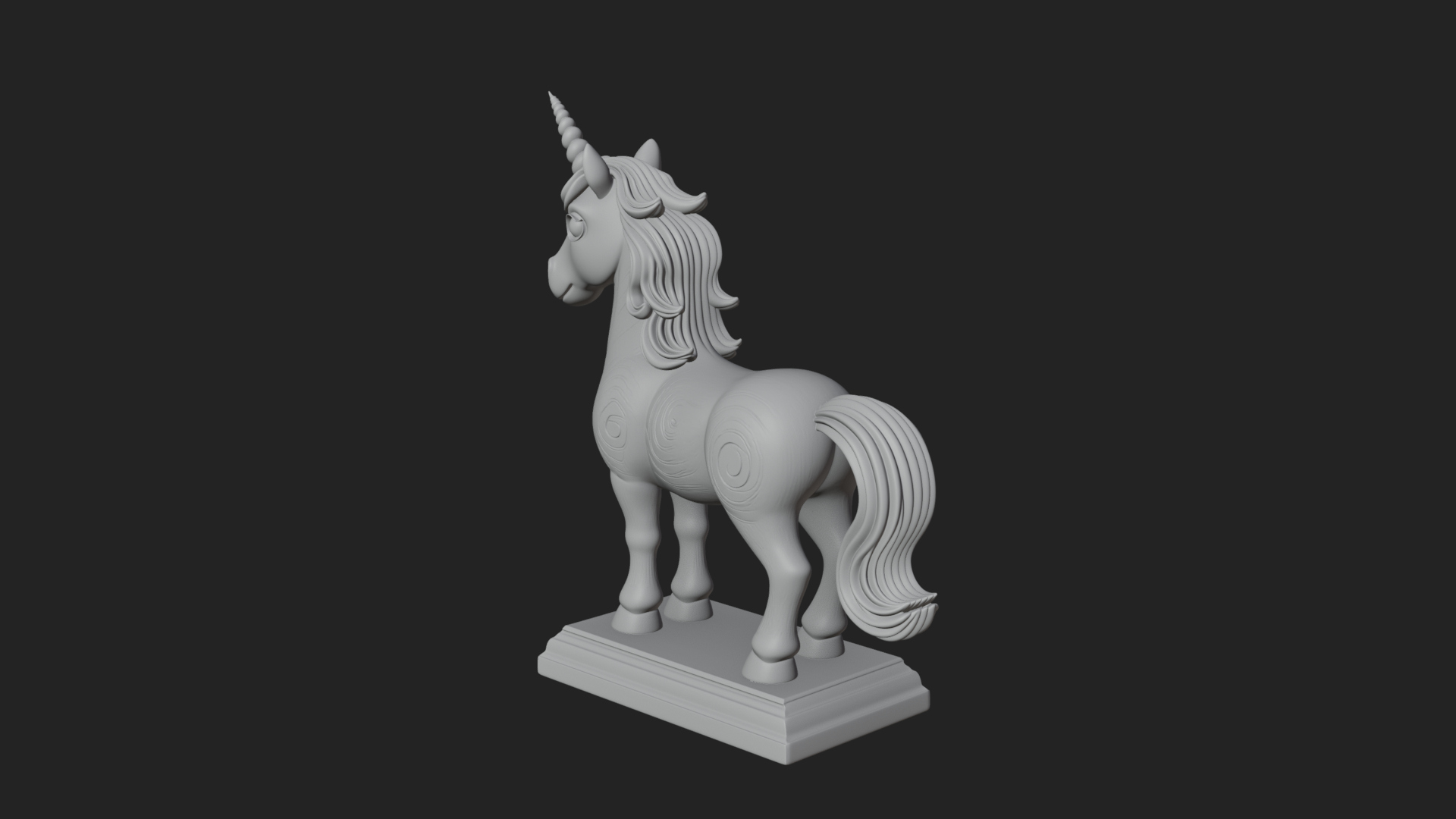 Cute Cartoon Unicorn Statue Design 3 3D Print Model 3D Model