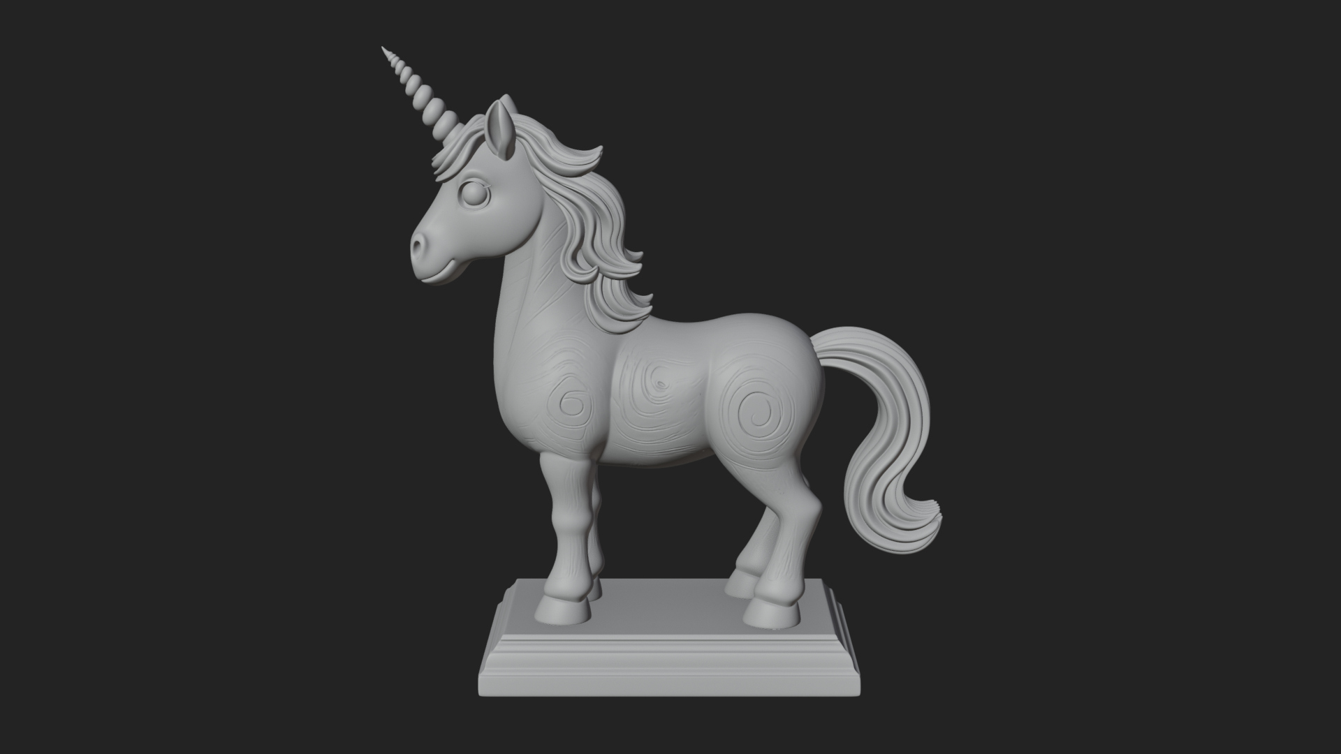 Cute Cartoon Unicorn Statue Design 3 3D Print Model 3D Model