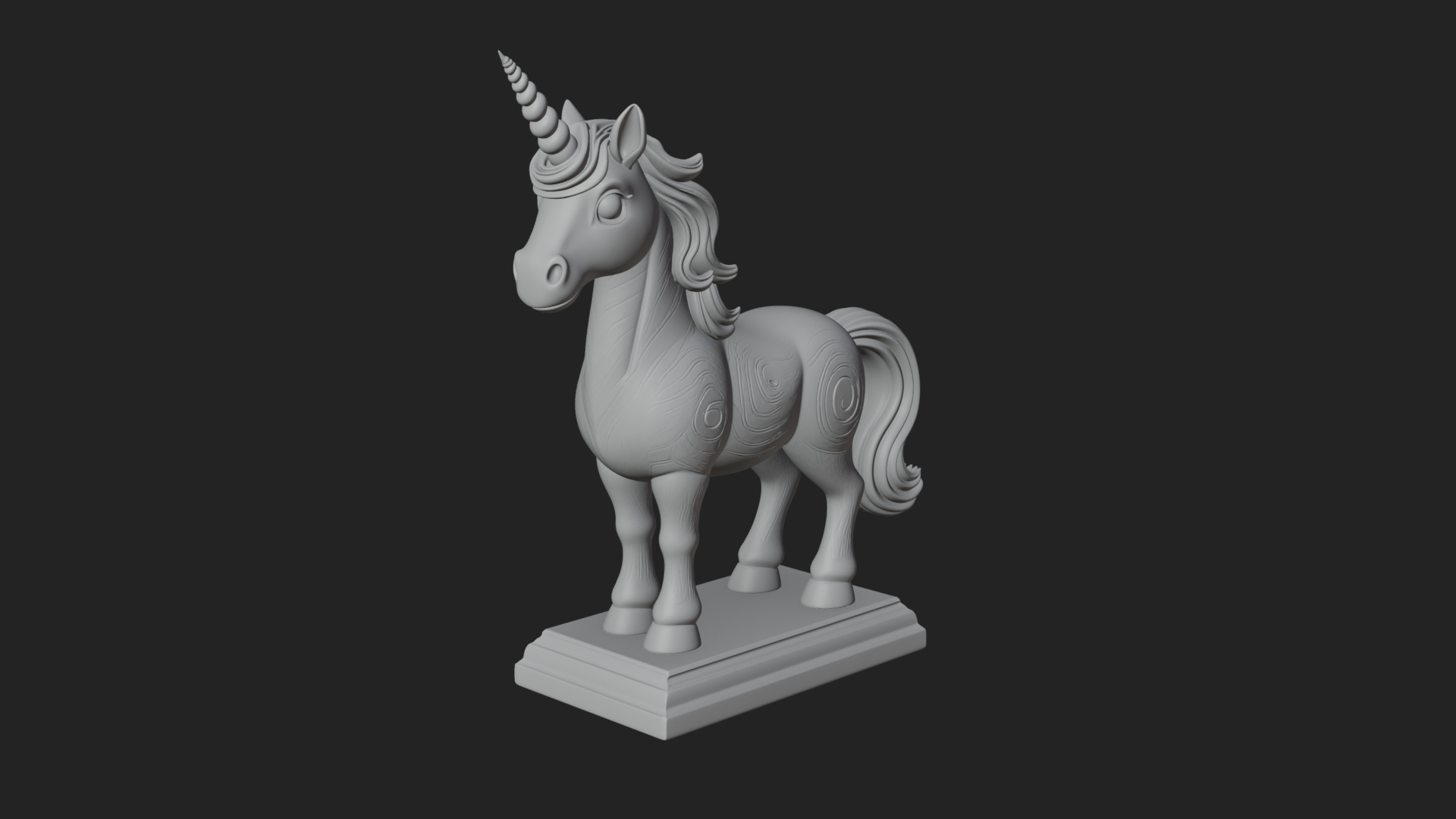 Cute Cartoon Unicorn Statue Design 3 3D Print Model 3D Model