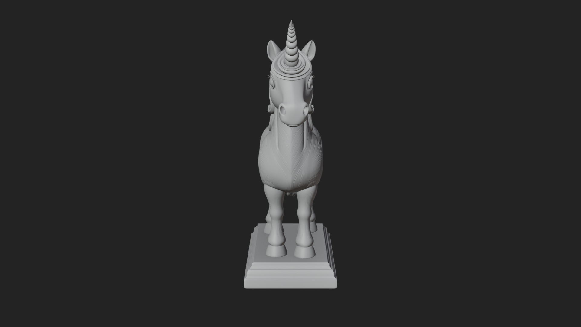 Cute Cartoon Unicorn Statue Design 3 3D Print Model 3D Model