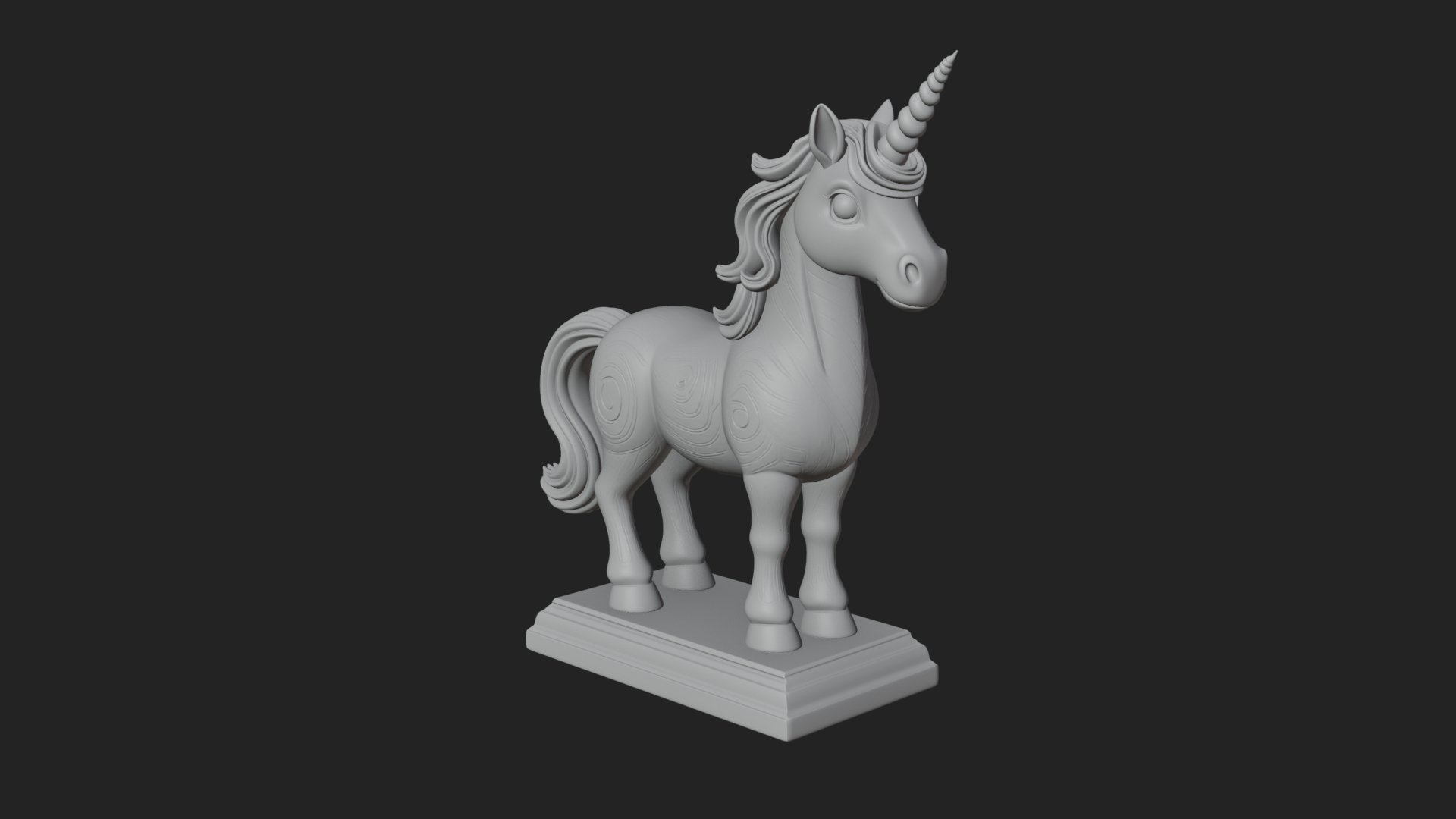 Cute Cartoon Unicorn Statue Design 3 3D Print Model 3D Model