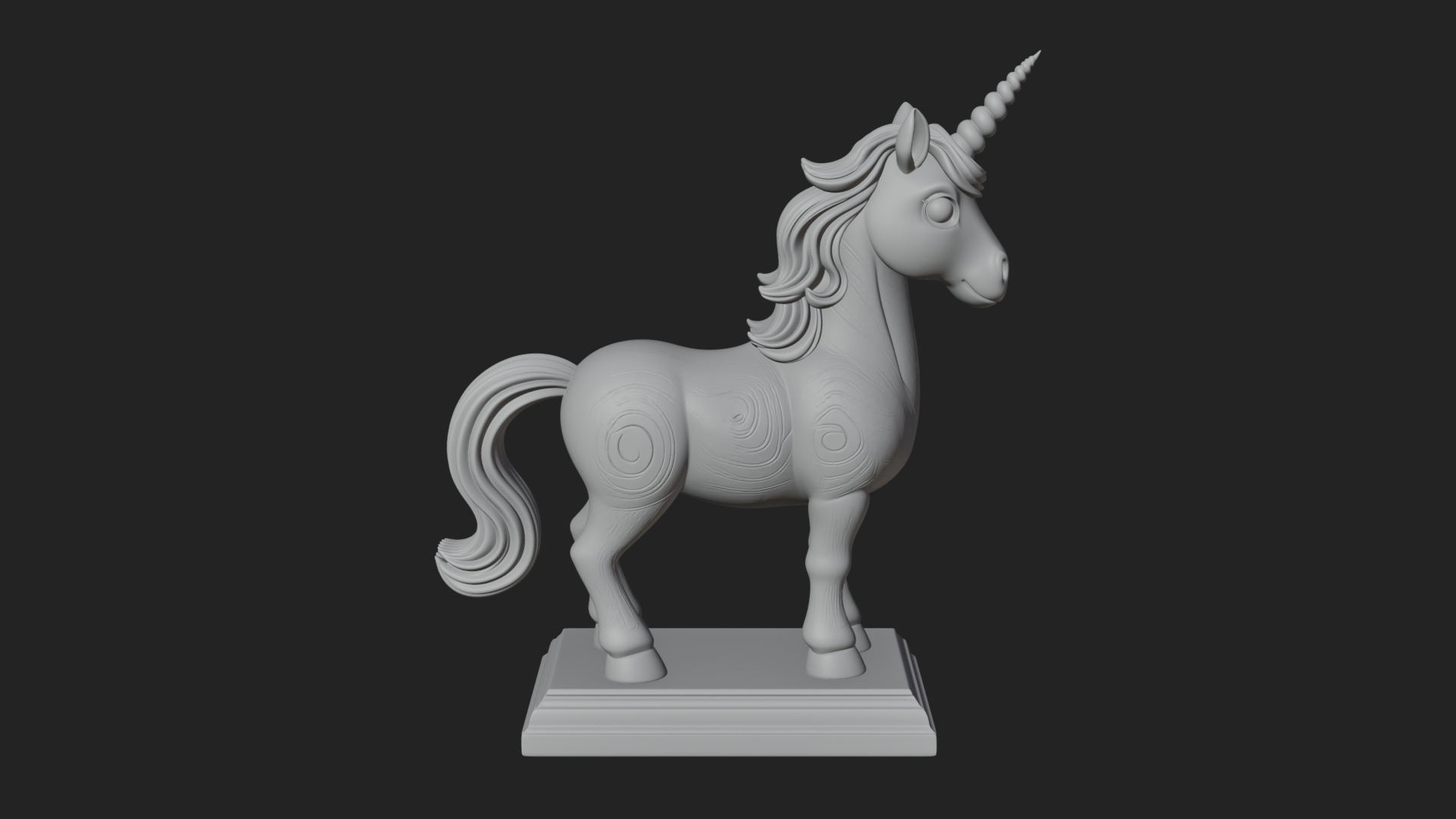 Cute Cartoon Unicorn Statue Design 3 3D Print Model 3D Model