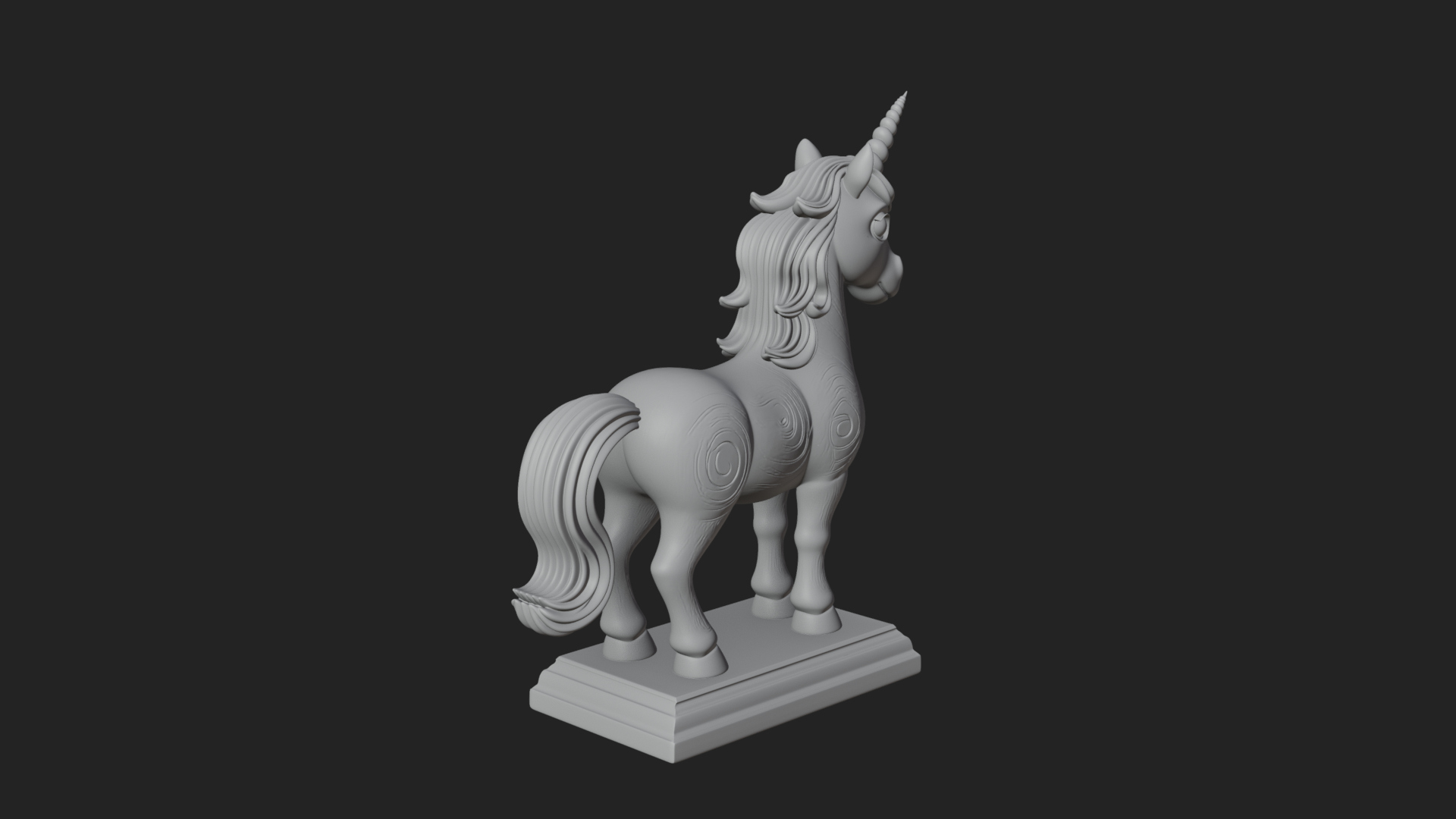 Cute Cartoon Unicorn Statue Design 3 3D Print Model 3D Model