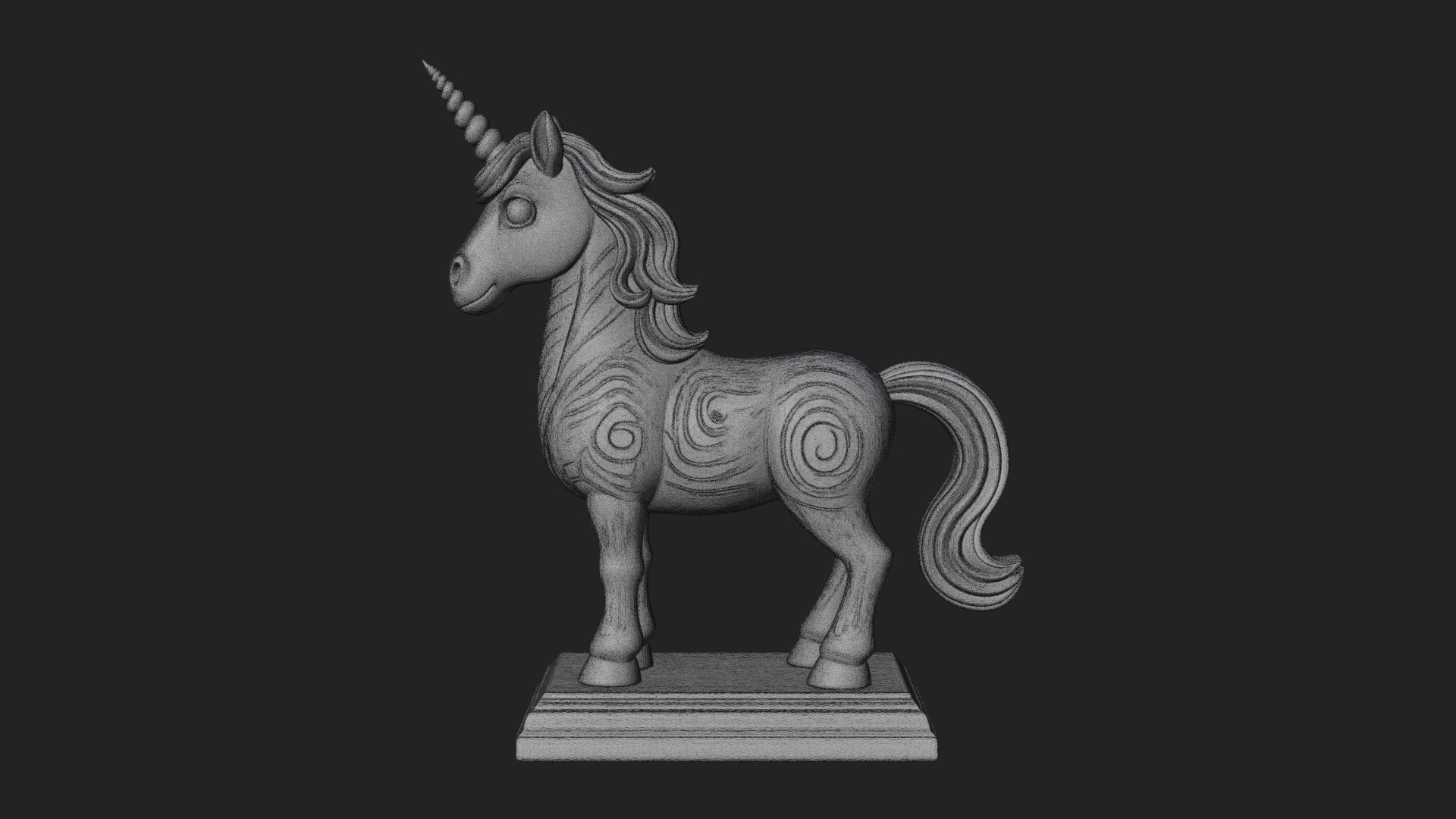 Cute Cartoon Unicorn Statue Design 3 3D Print Model 3D Model