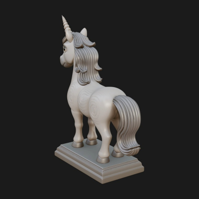 Cute Cartoon Unicorn Statue Design 3 3D Print Model