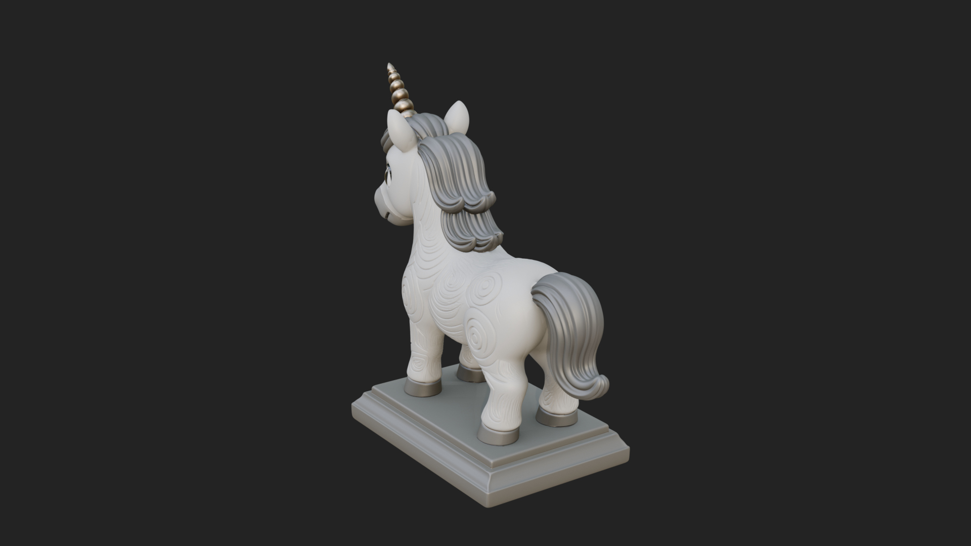 Cute Cartoon Unicorn Statue Design 4 3D Print Model 3D Model