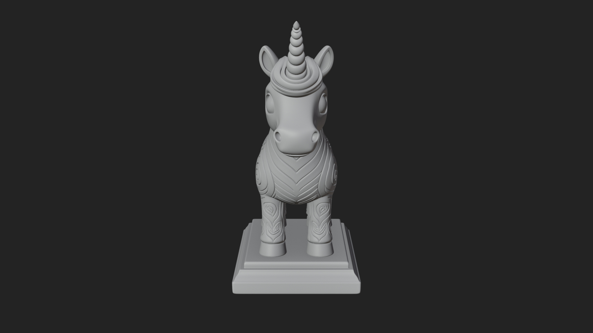 Cute Cartoon Unicorn Statue Design 4 3D Print Model 3D Model