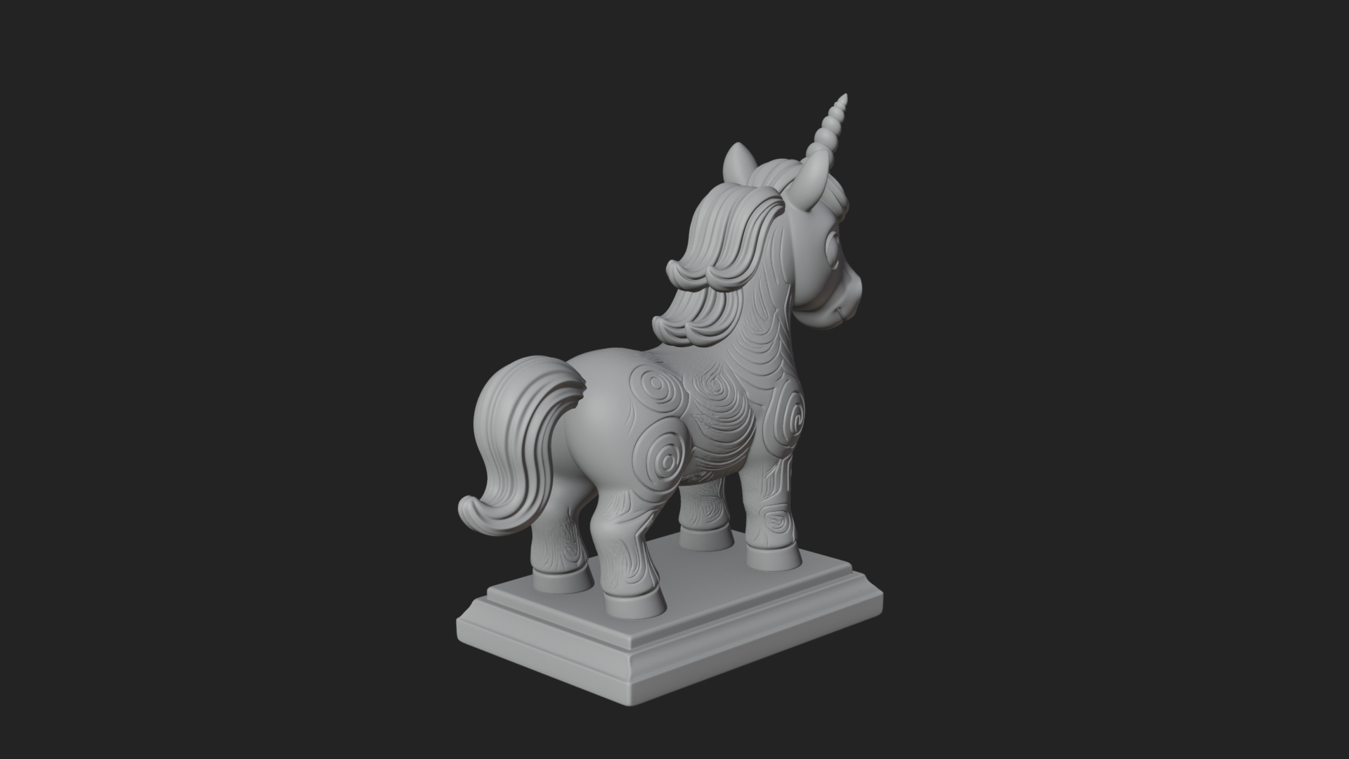 Cute Cartoon Unicorn Statue Design 4 3D Print Model 3D Model