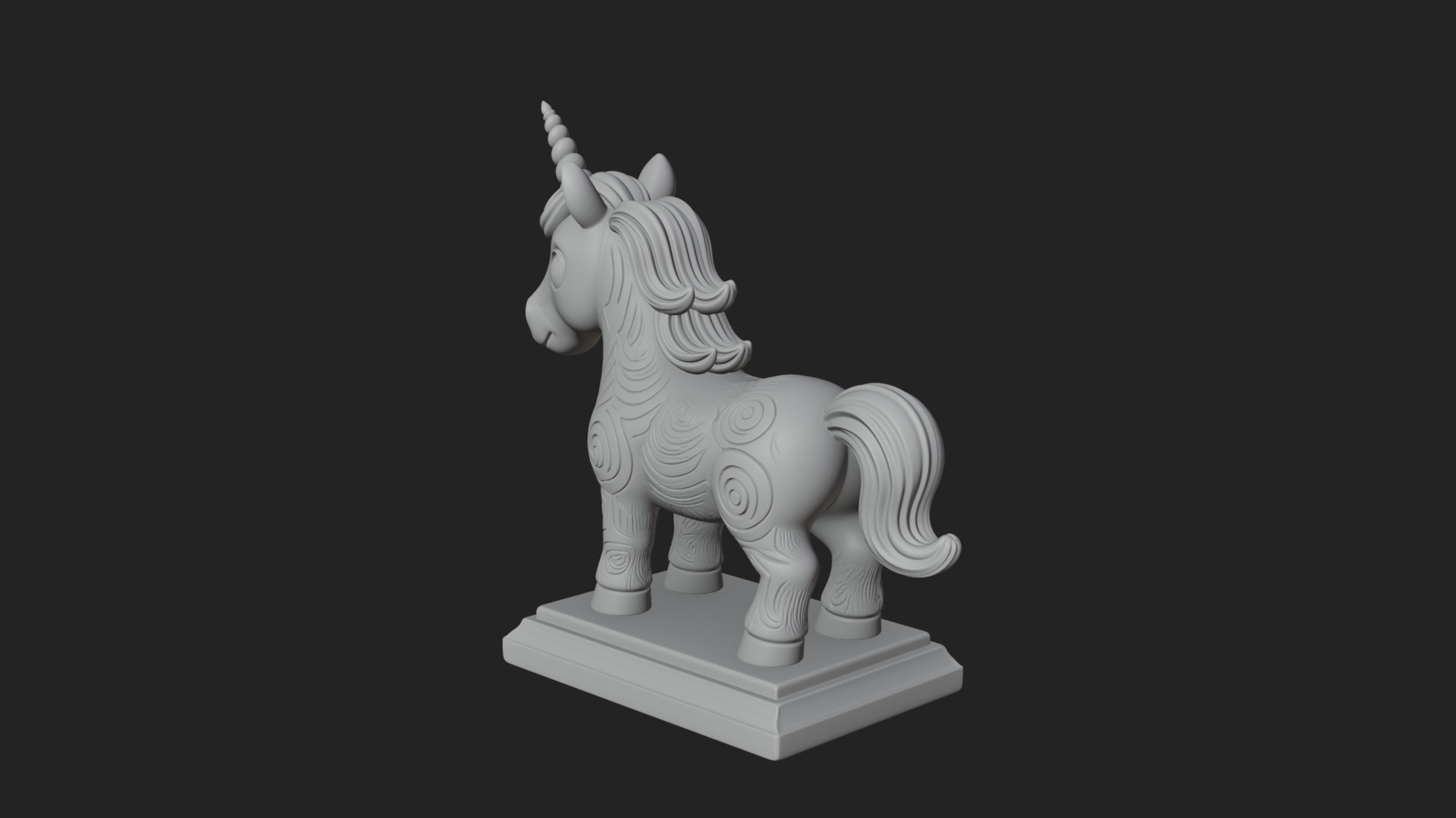 Cute Cartoon Unicorn Statue Design 4 3D Print Model 3D Model