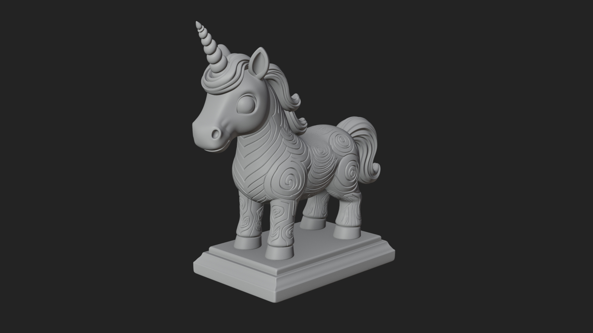 Cute Cartoon Unicorn Statue Design 4 3D Print Model 3D Model