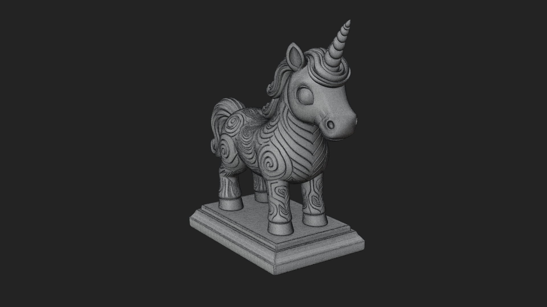 Cute Cartoon Unicorn Statue Design 4 3D Print Model 3D Model