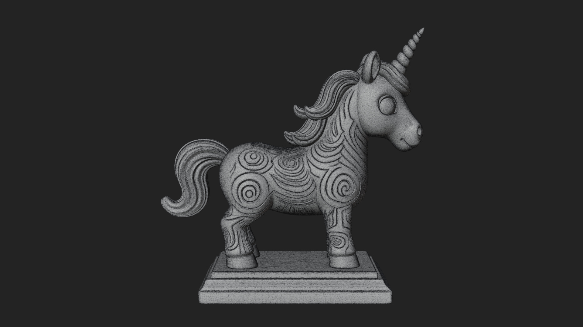 Cute Cartoon Unicorn Statue Design 4 3D Print Model 3D Model