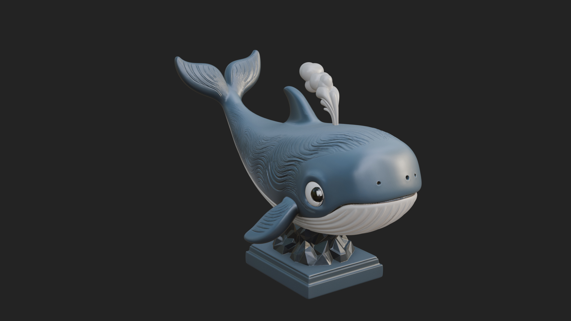 Cute Cartoon Whale Statue Design 1 3D Print Model 3D Model
