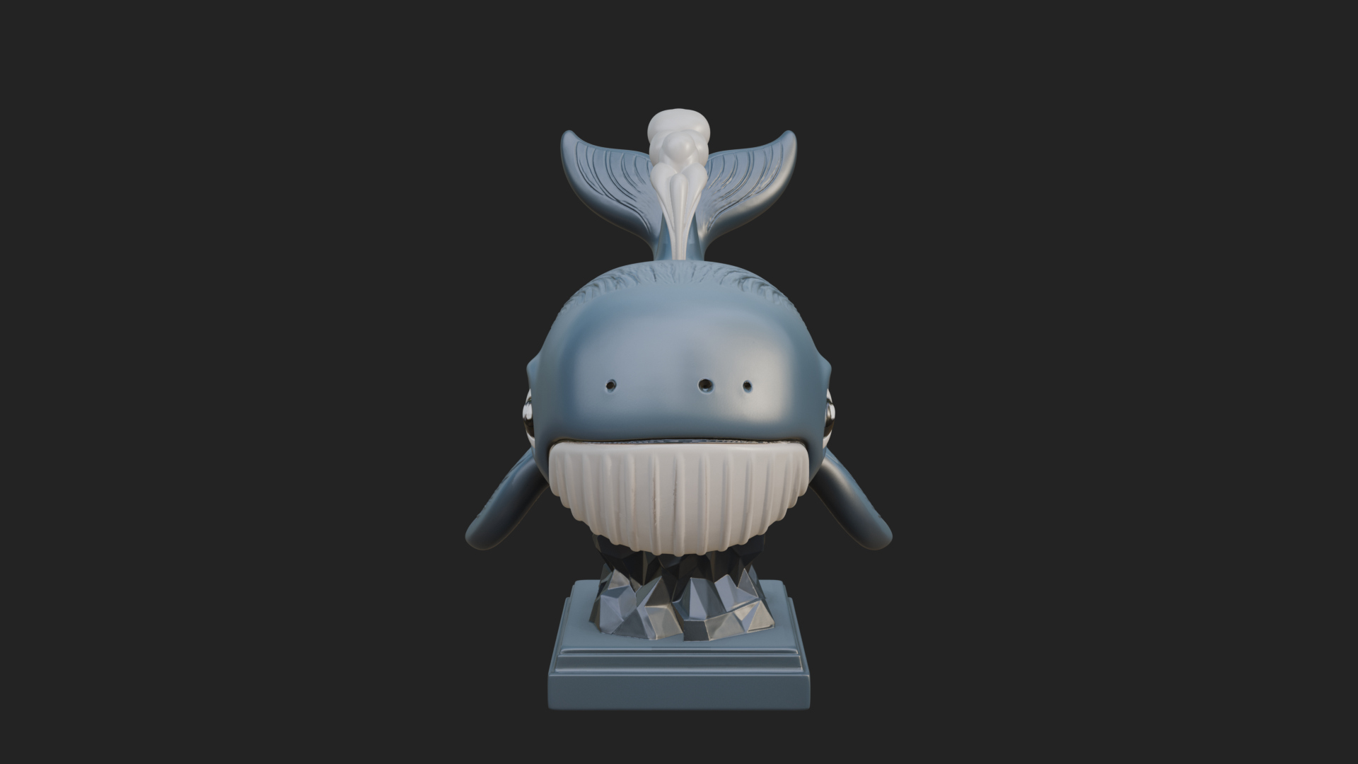 Cute Cartoon Whale Statue Design 1 3D Print Model 3D Model
