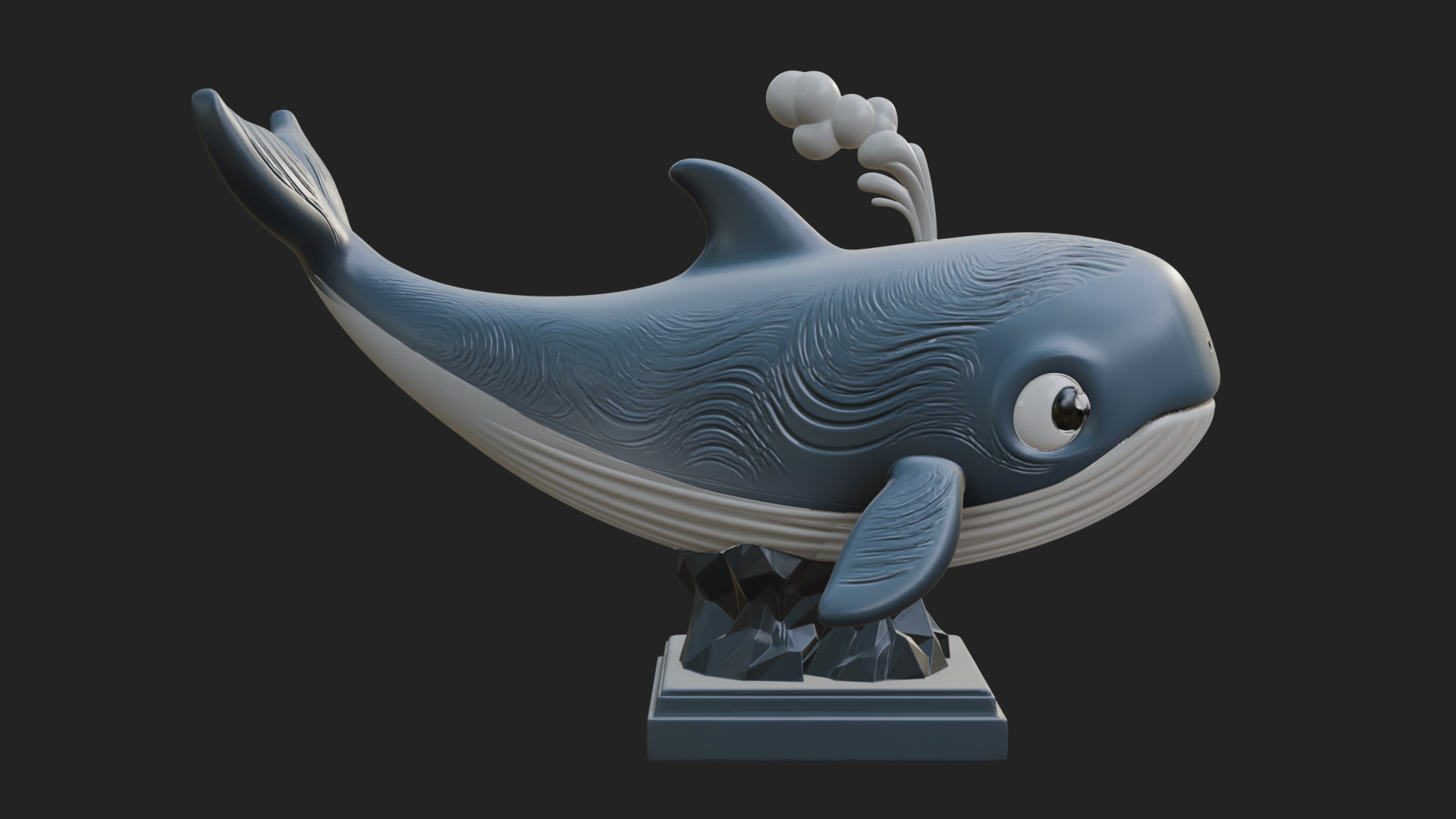 Cute Cartoon Whale Statue Design 1 3D Print Model 3D Model