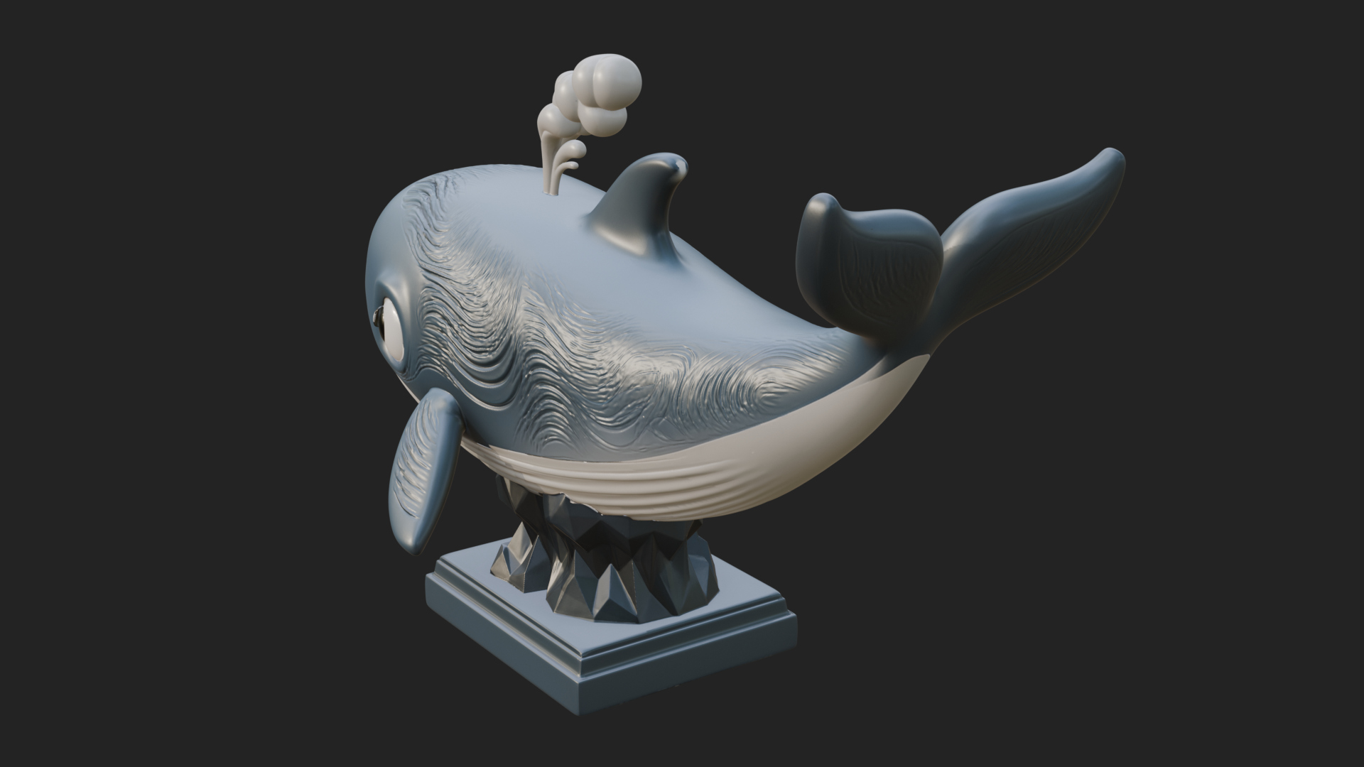 Cute Cartoon Whale Statue Design 1 3D Print Model 3D Model