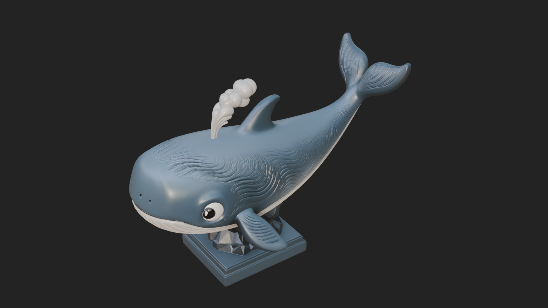 Cute Cartoon Whale Statue Design 1 3D Print Model 3D Model
