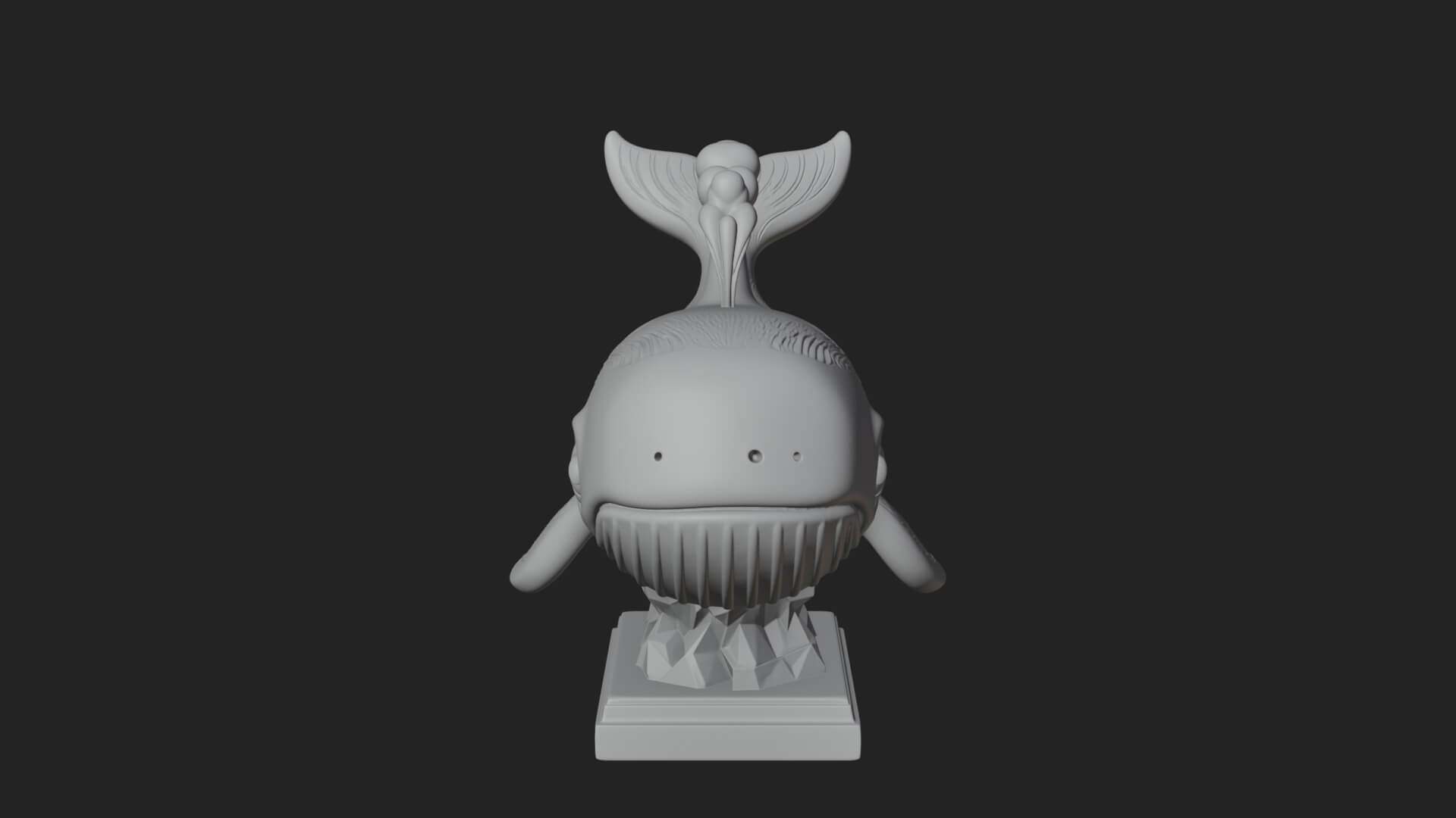 Cute Cartoon Whale Statue Design 1 3D Print Model 3D Model