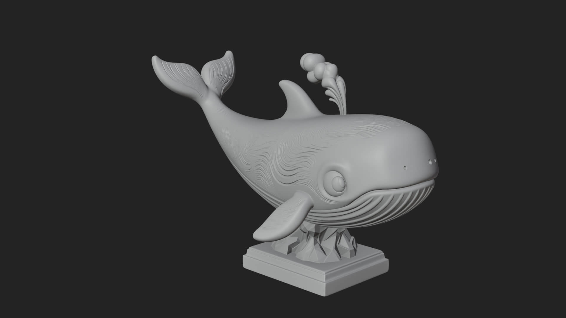 Cute Cartoon Whale Statue Design 1 3D Print Model 3D Model