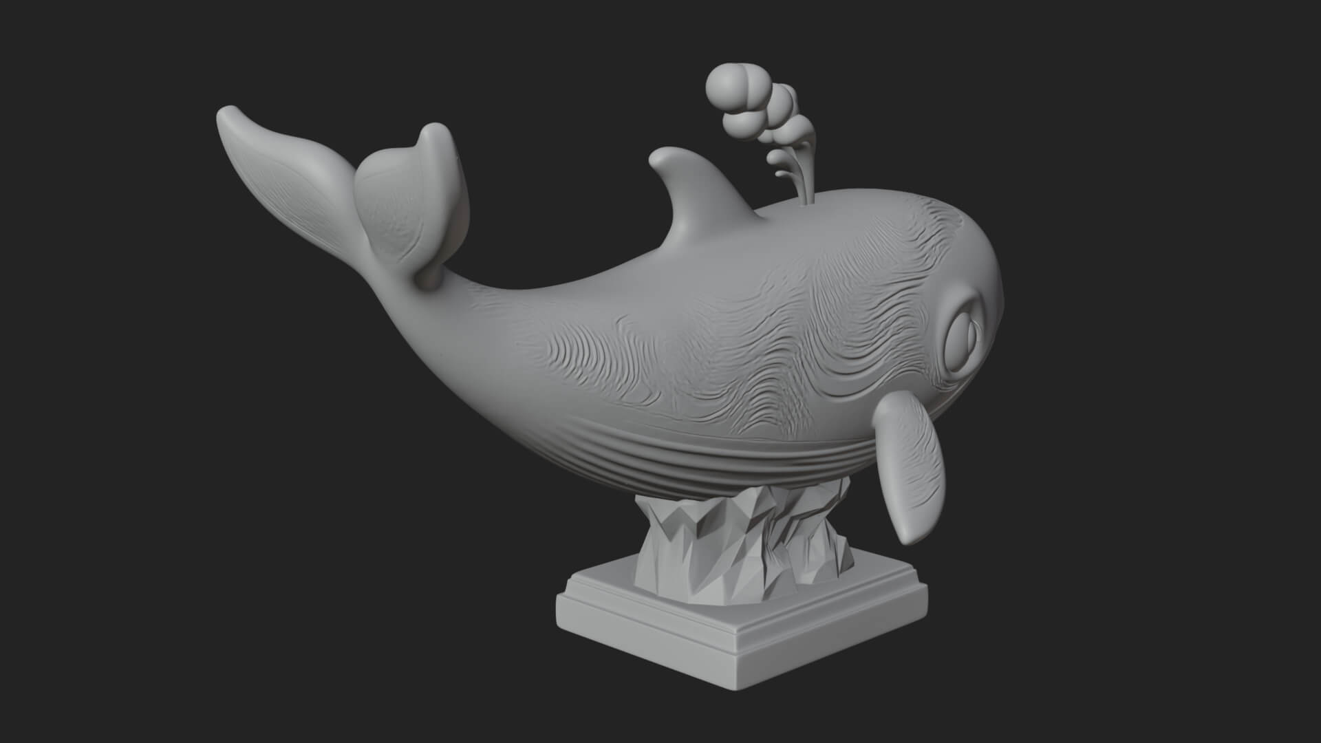 Cute Cartoon Whale Statue Design 1 3D Print Model 3D Model
