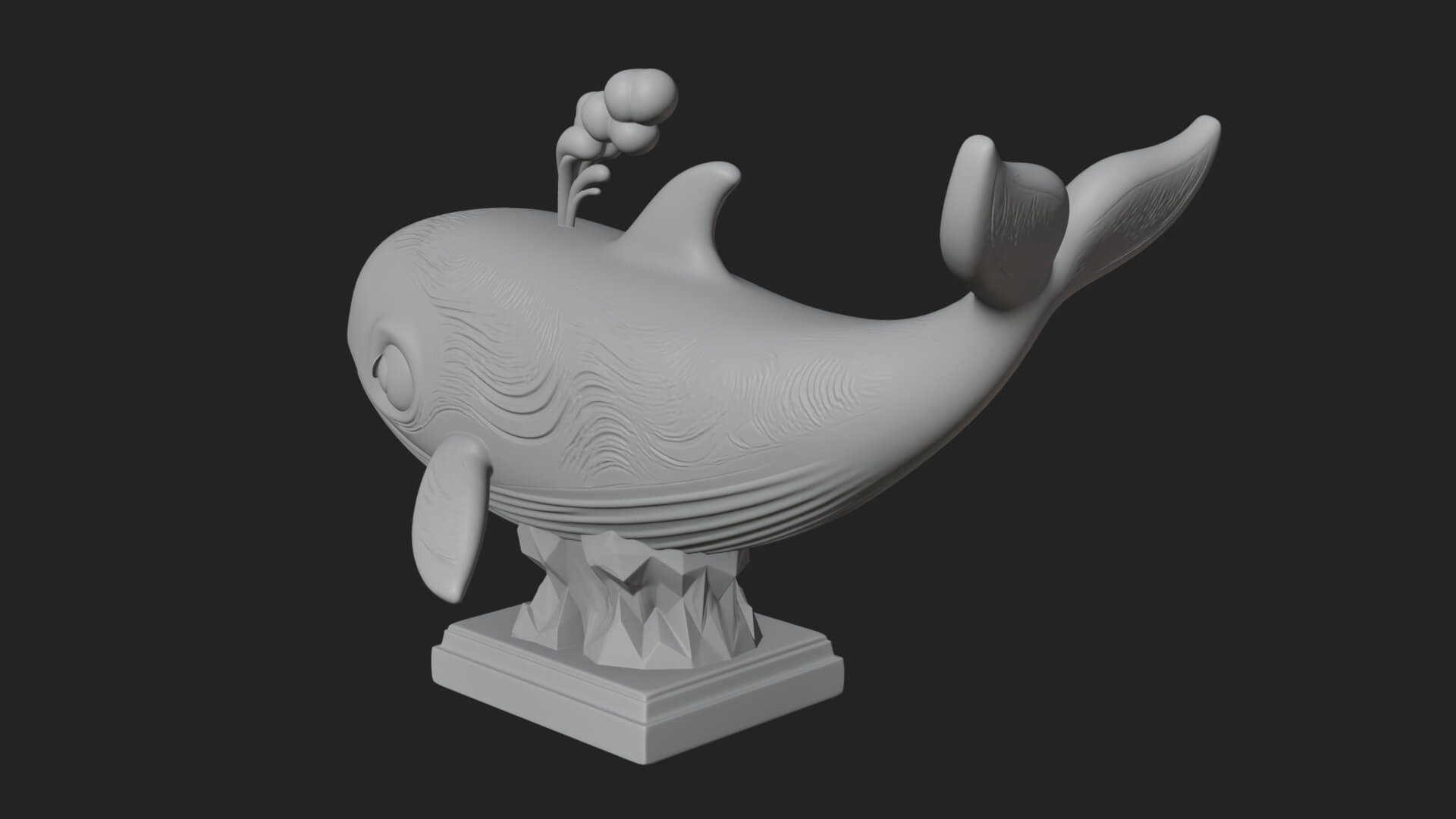 Cute Cartoon Whale Statue Design 1 3D Print Model 3D Model