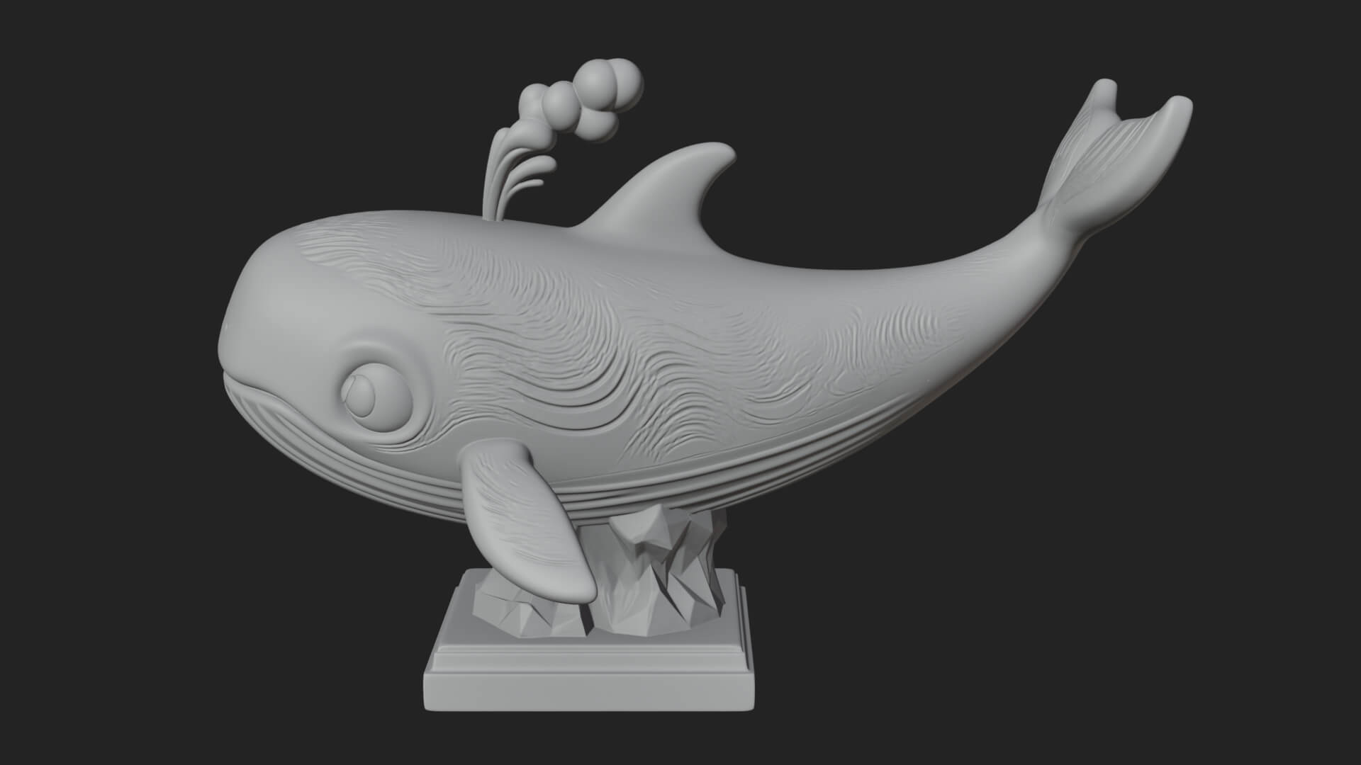Cute Cartoon Whale Statue Design 1 3D Print Model 3D Model