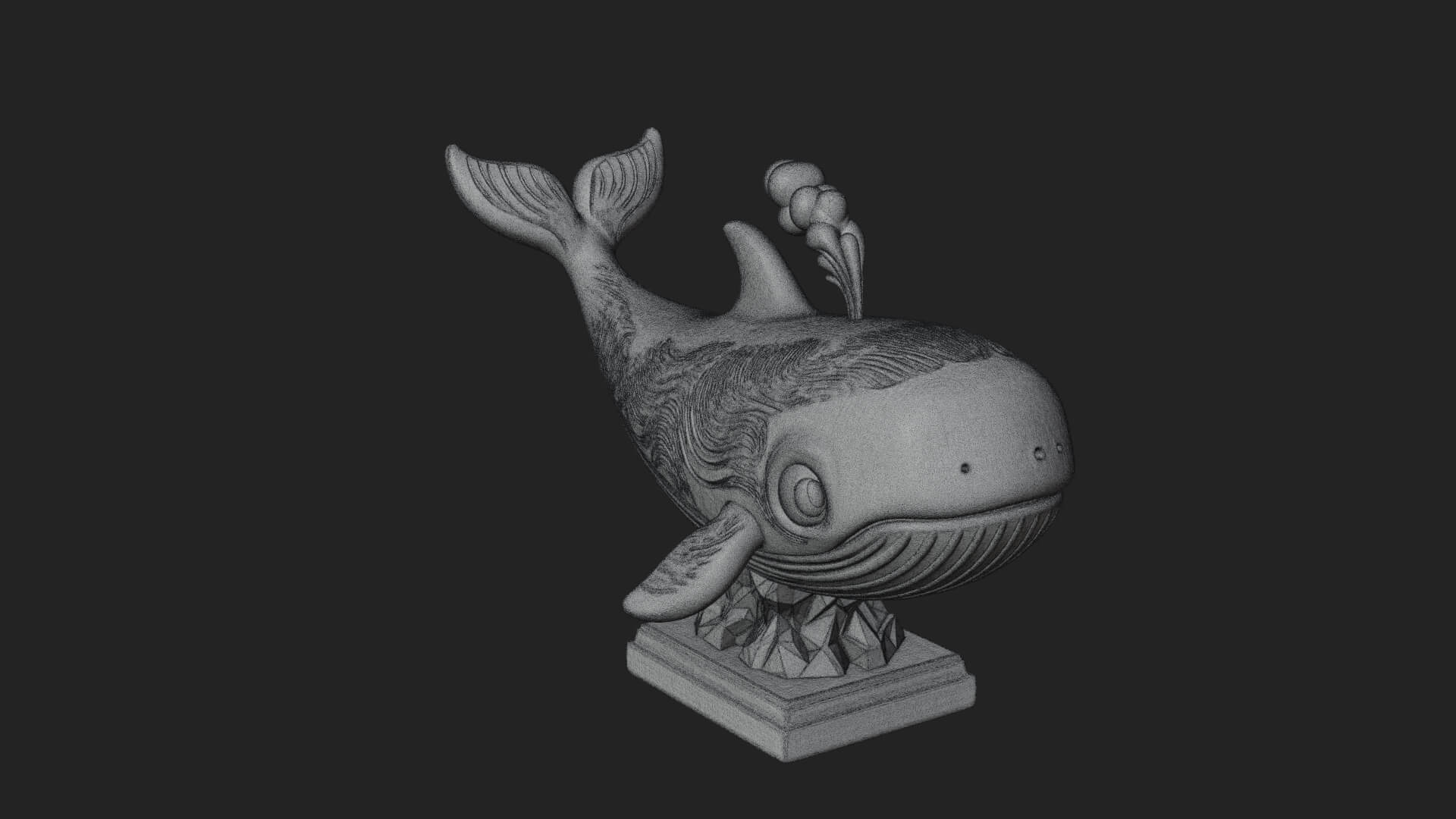 Cute Cartoon Whale Statue Design 1 3D Print Model 3D Model