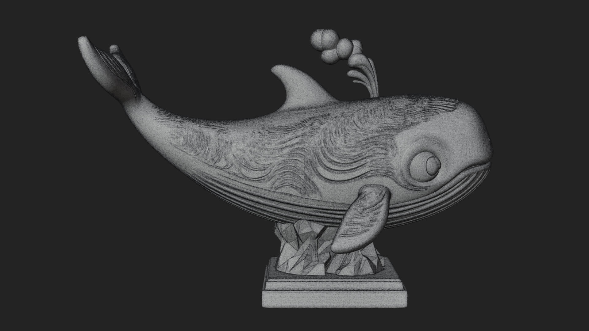 Cute Cartoon Whale Statue Design 1 3D Print Model 3D Model