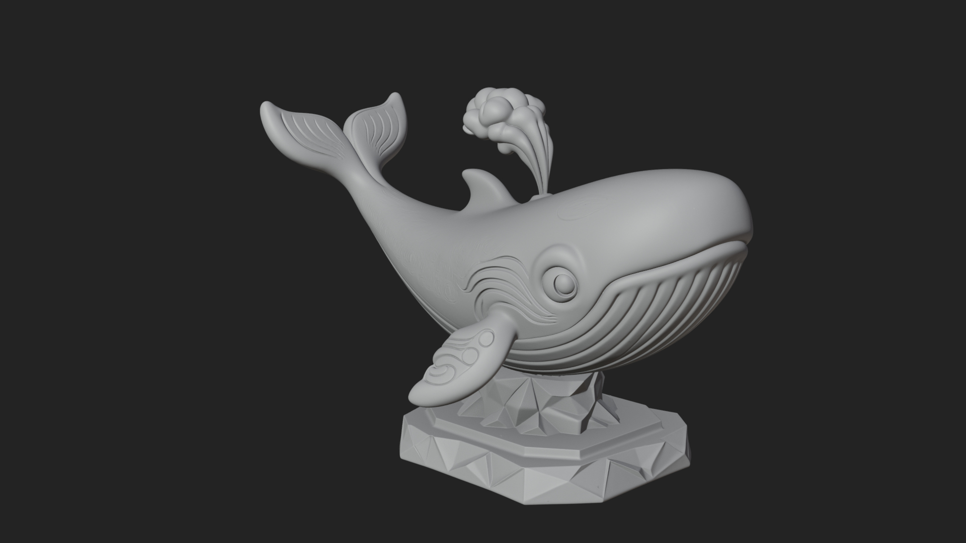 Cute Cartoon Whale Statue Design 2 3D Print Model 3D Model