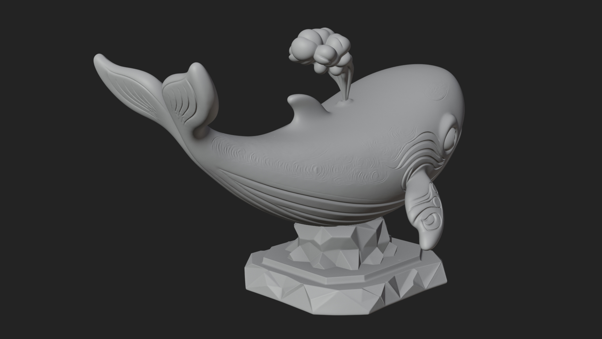 Cute Cartoon Whale Statue Design 2 3D Print Model 3D Model