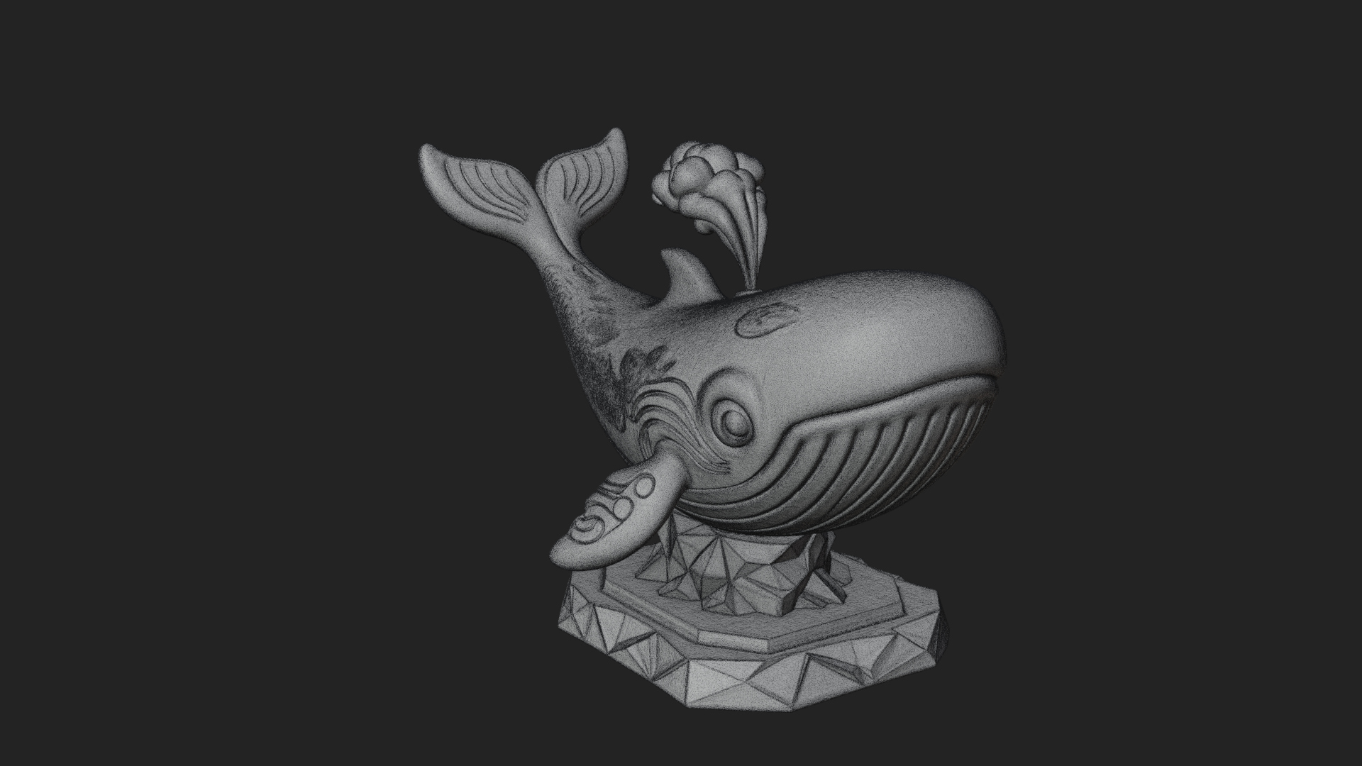 Cute Cartoon Whale Statue Design 2 3D Print Model 3D Model