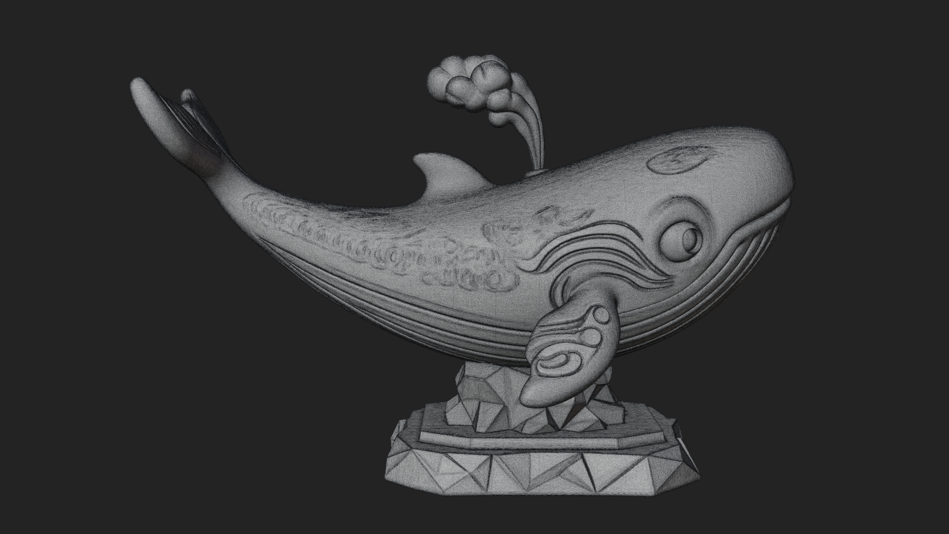 Cute Cartoon Whale Statue Design 2 3D Print Model 3D Model